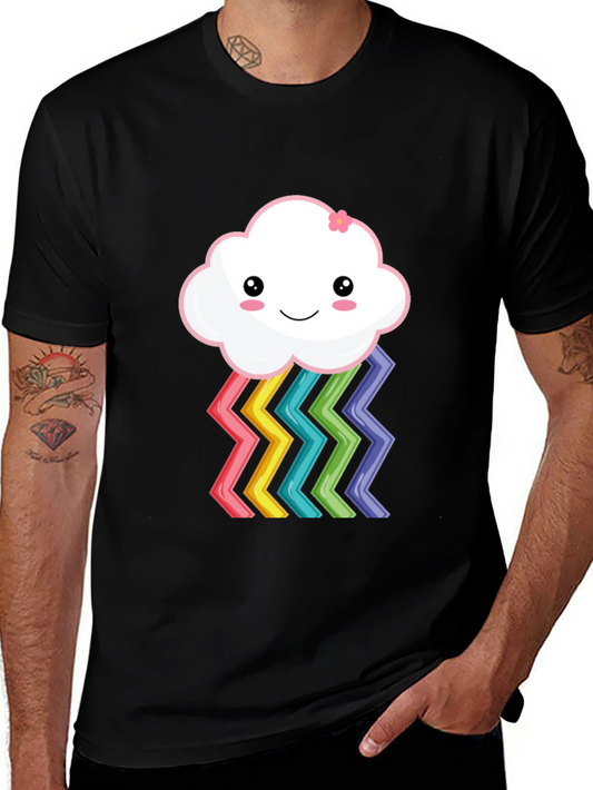 Cute Rainbow Cloud Graphic T-Shirt