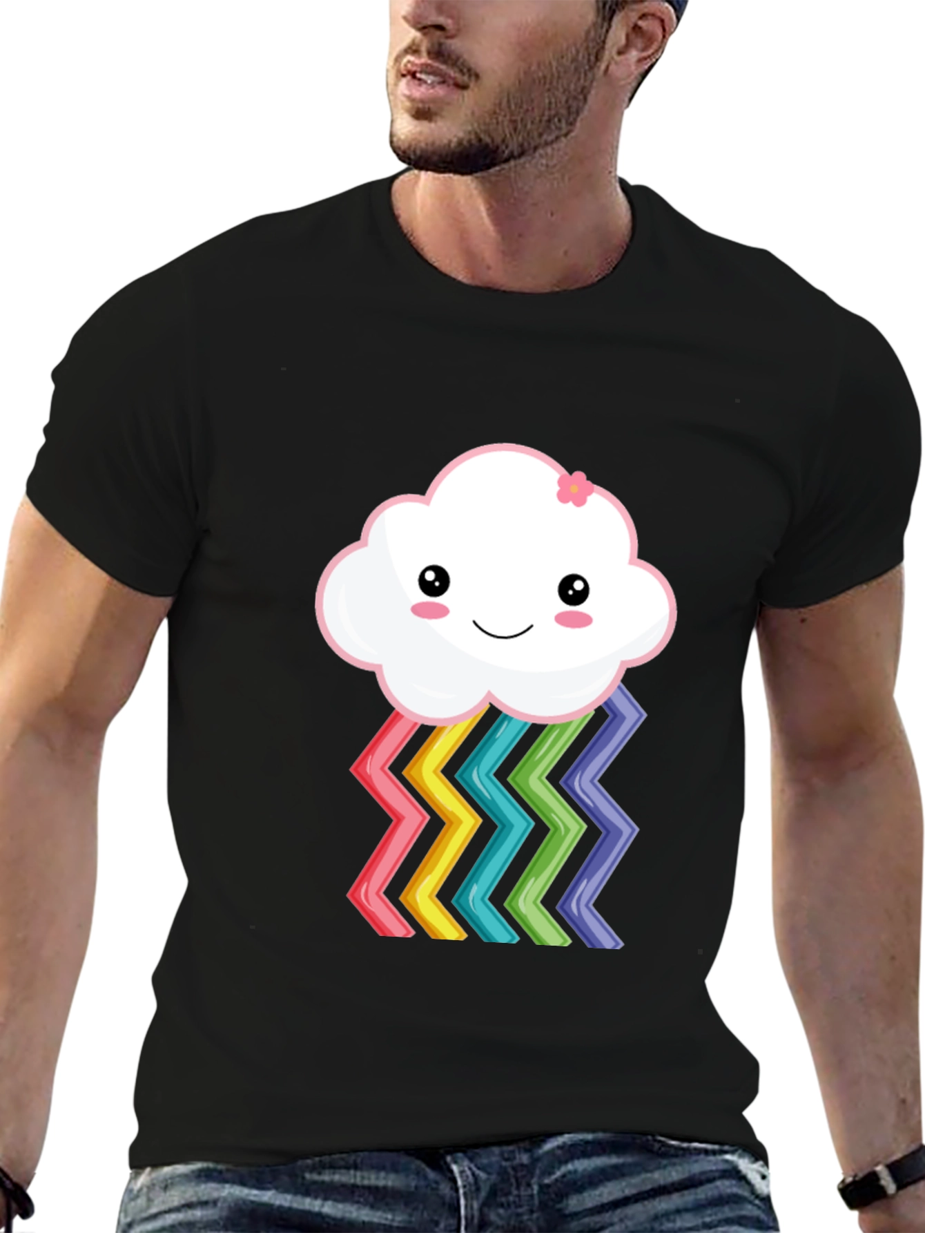 Cute Rainbow Cloud Graphic T-Shirt