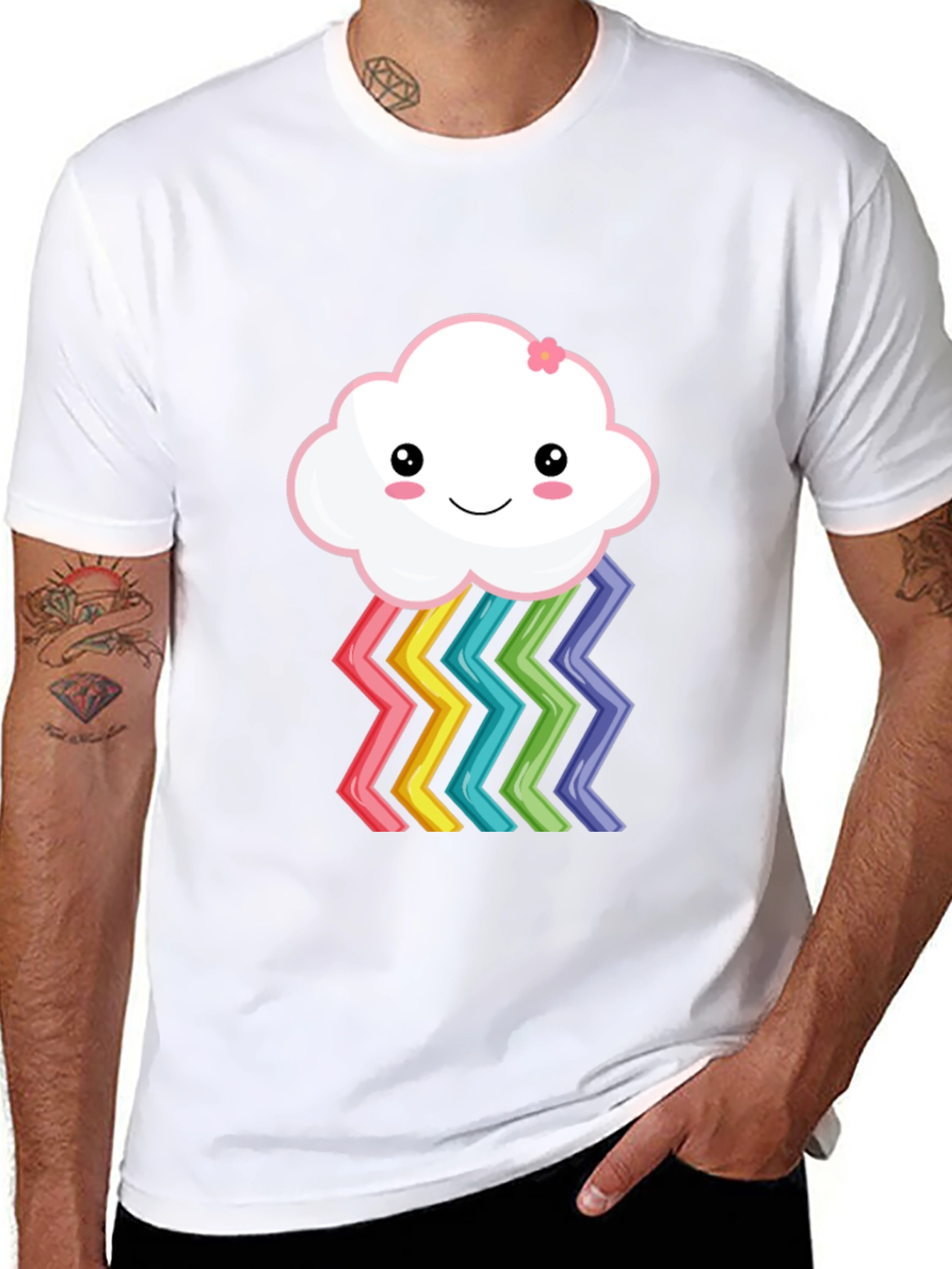 Cute Rainbow Cloud Graphic T-Shirt