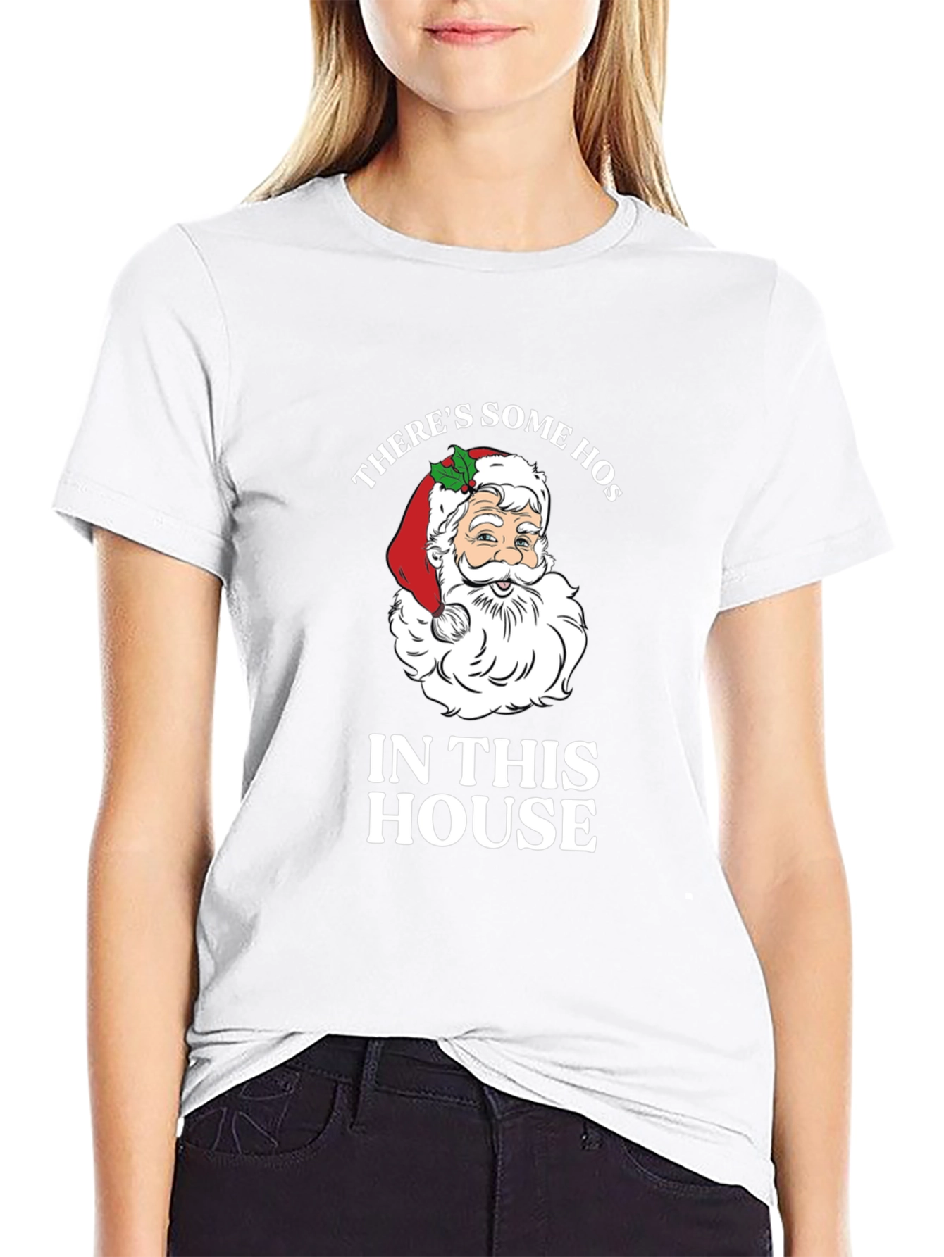 Funny Santa Christmas T-Shirt Theres Some Hos