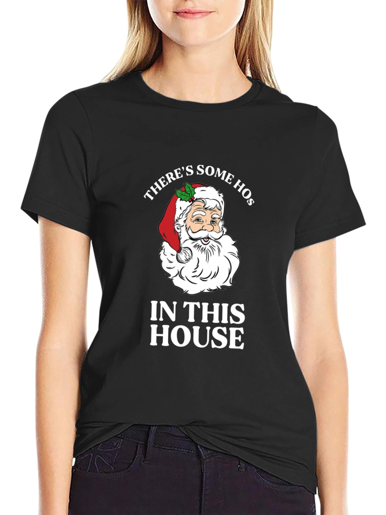 Funny Santa Christmas T-Shirt Theres Some Hos