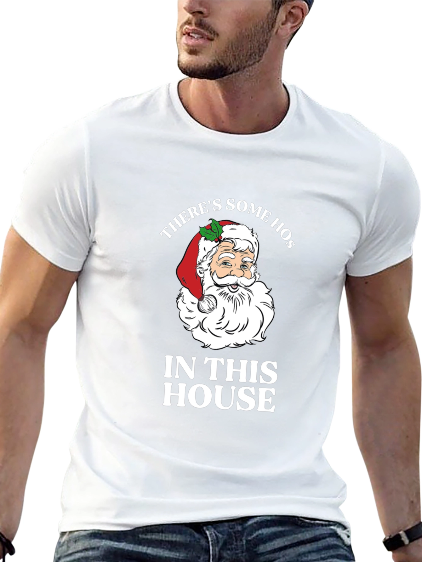 Funny Santa Christmas T-Shirt Theres Some Hos