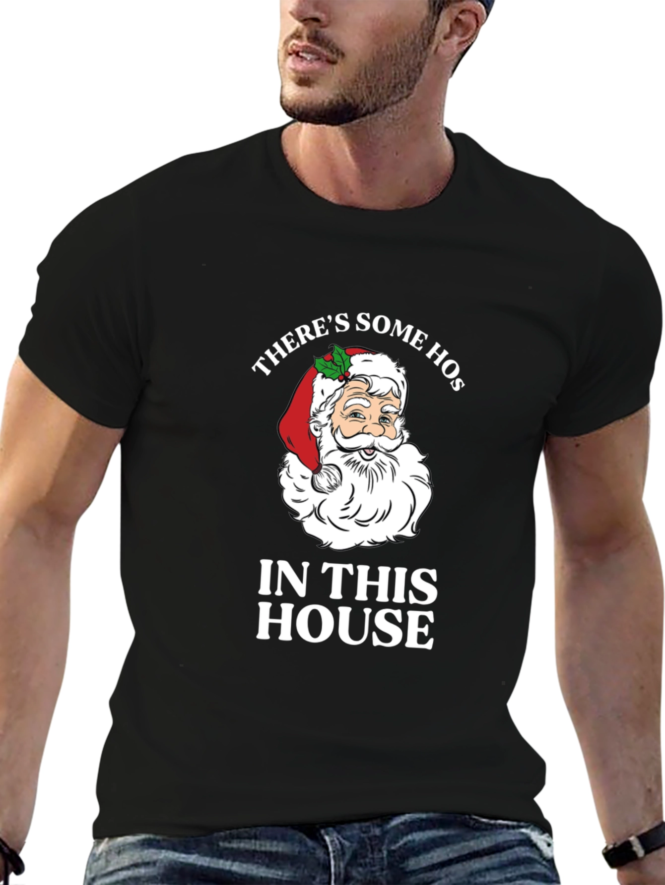 Funny Santa Christmas T-Shirt Theres Some Hos