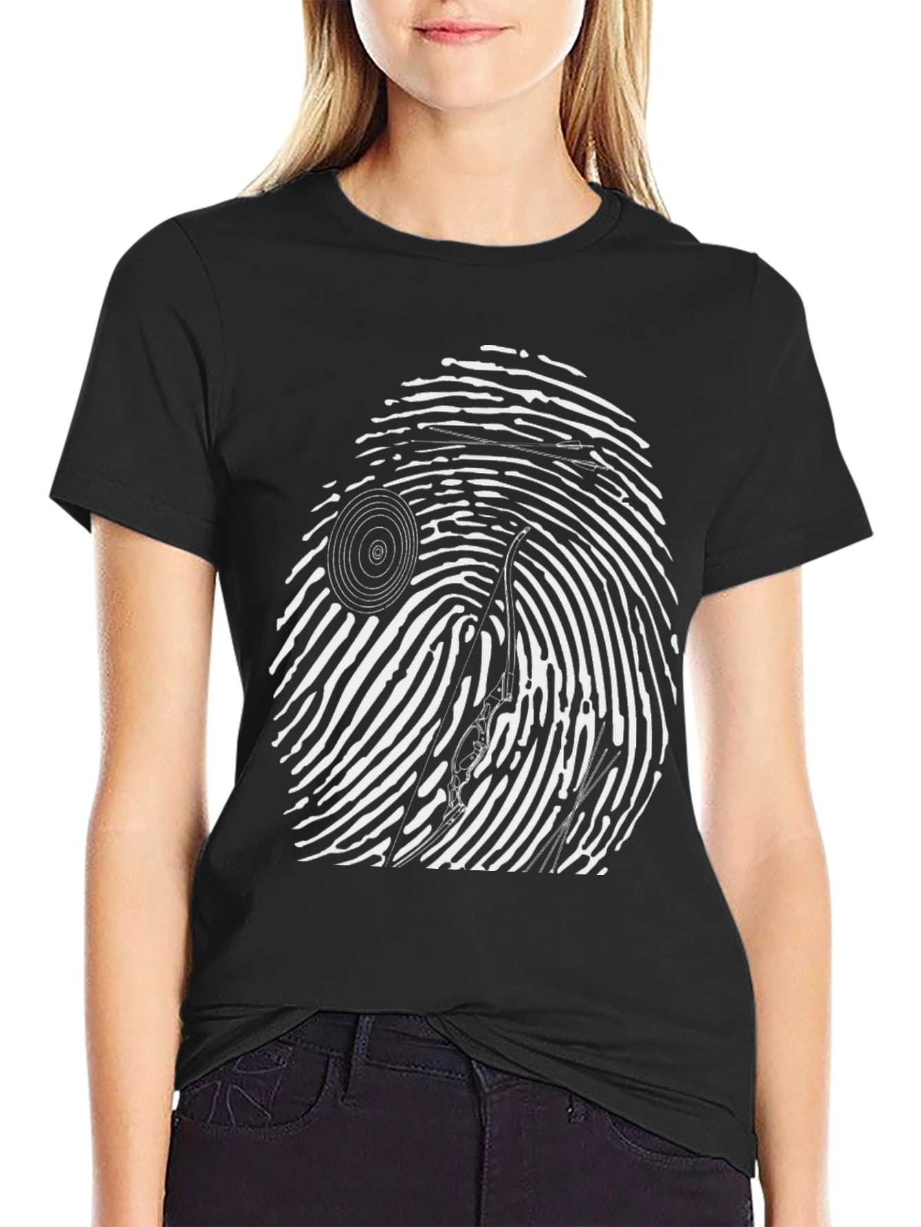 Fingerprint Vinyl Record Player Black T-Shirt