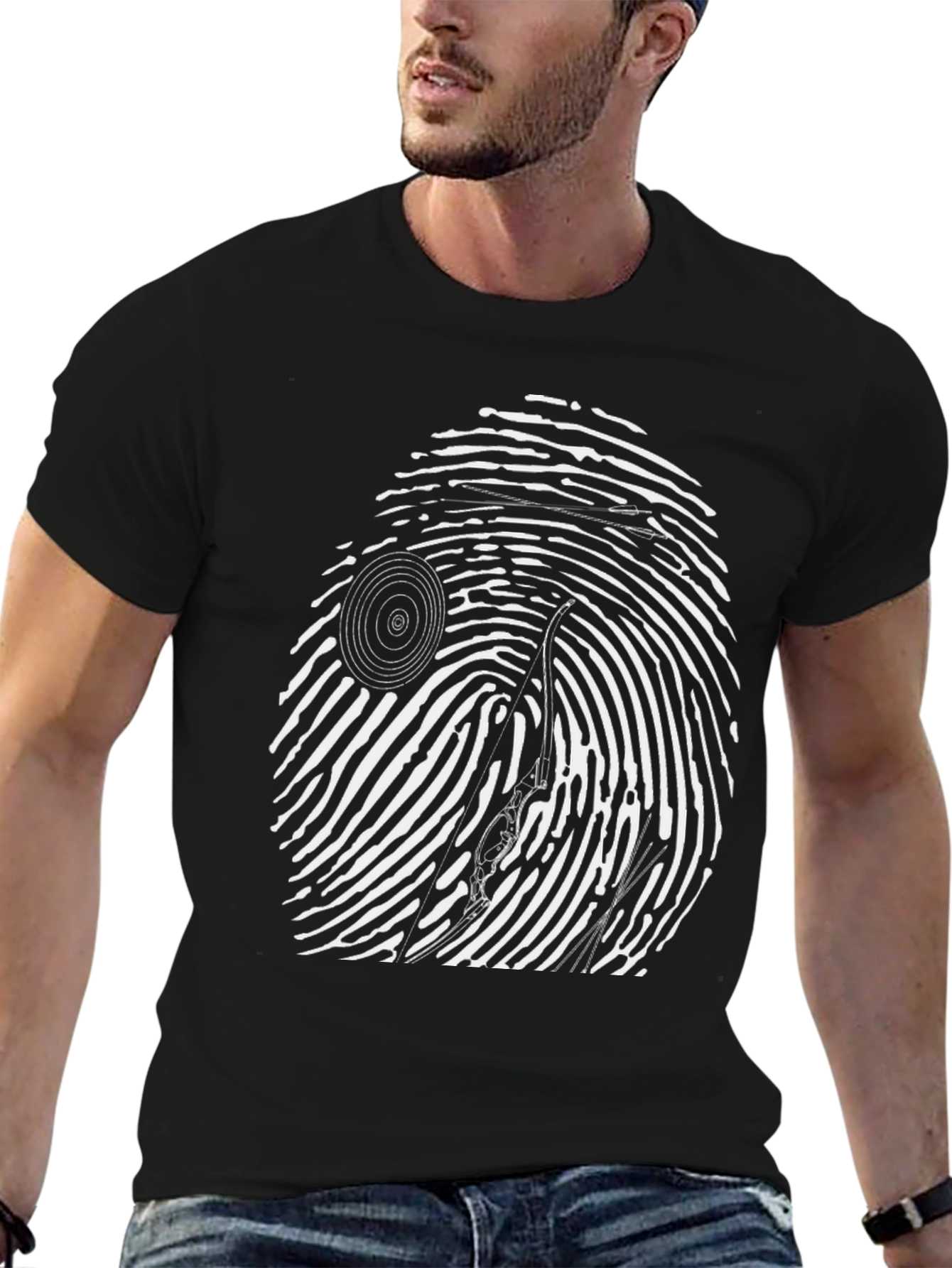 Fingerprint Vinyl Record Player Black T-Shirt