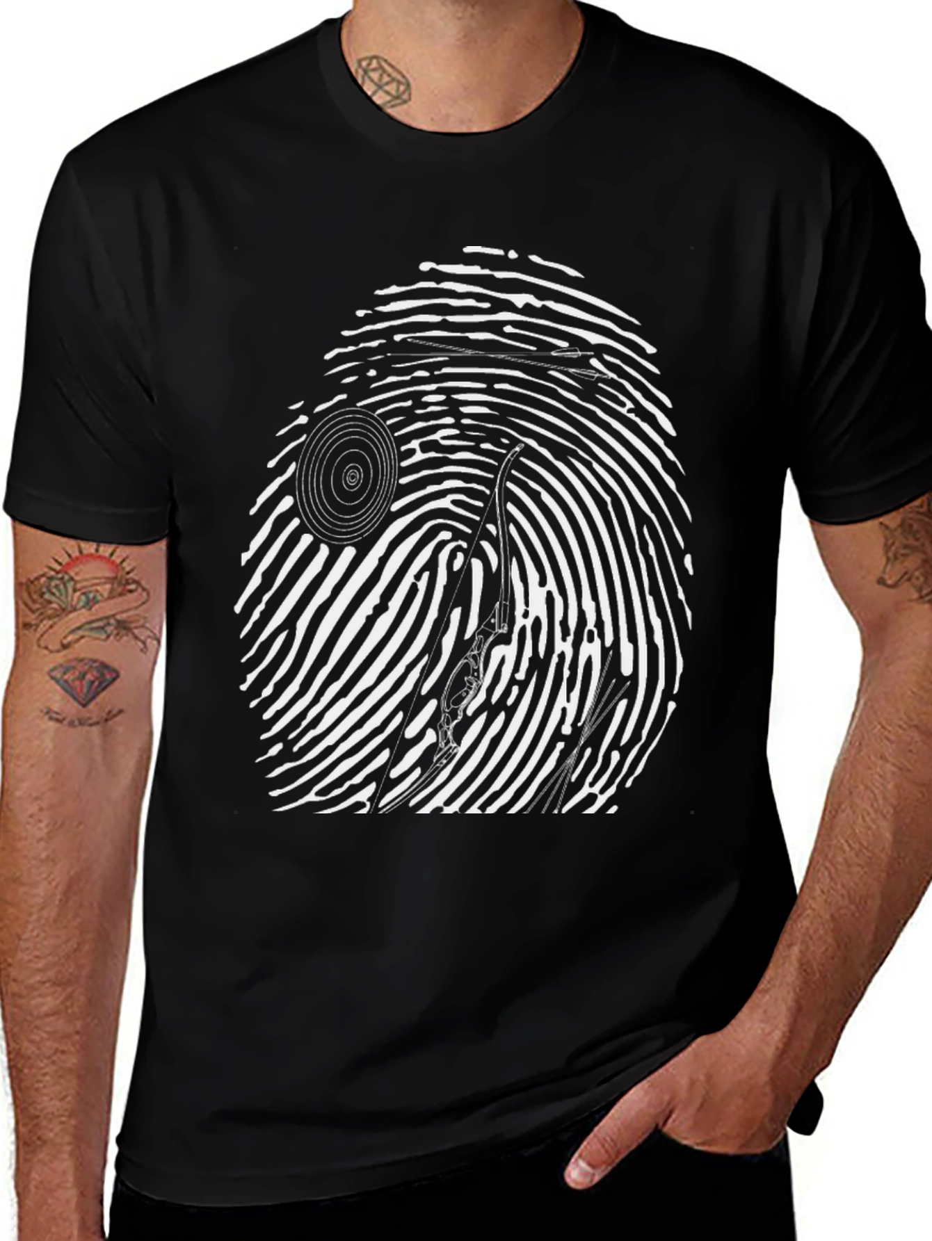 Fingerprint Vinyl Record Player Black T-Shirt