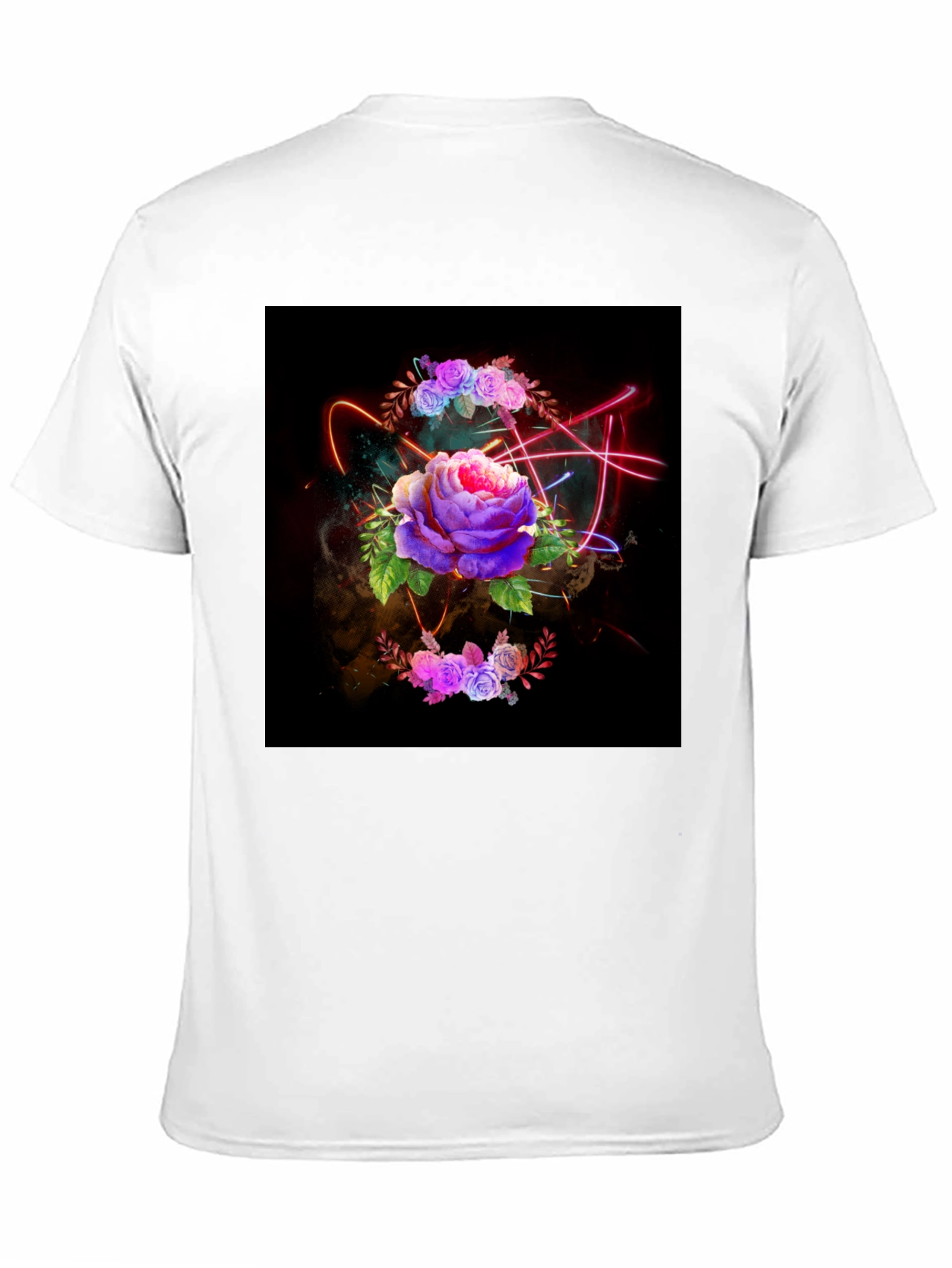 Floral Neon T-Shirt - Artistic Dark Design