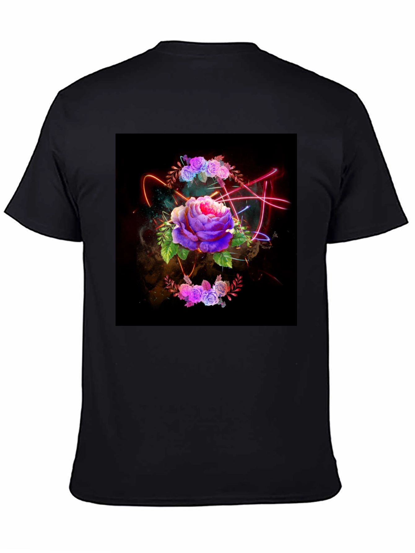 Floral Neon T-Shirt - Artistic Dark Design