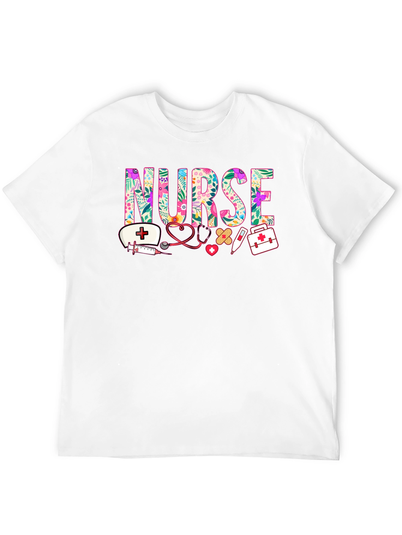 Floral Nurse Graphic T-Shirt