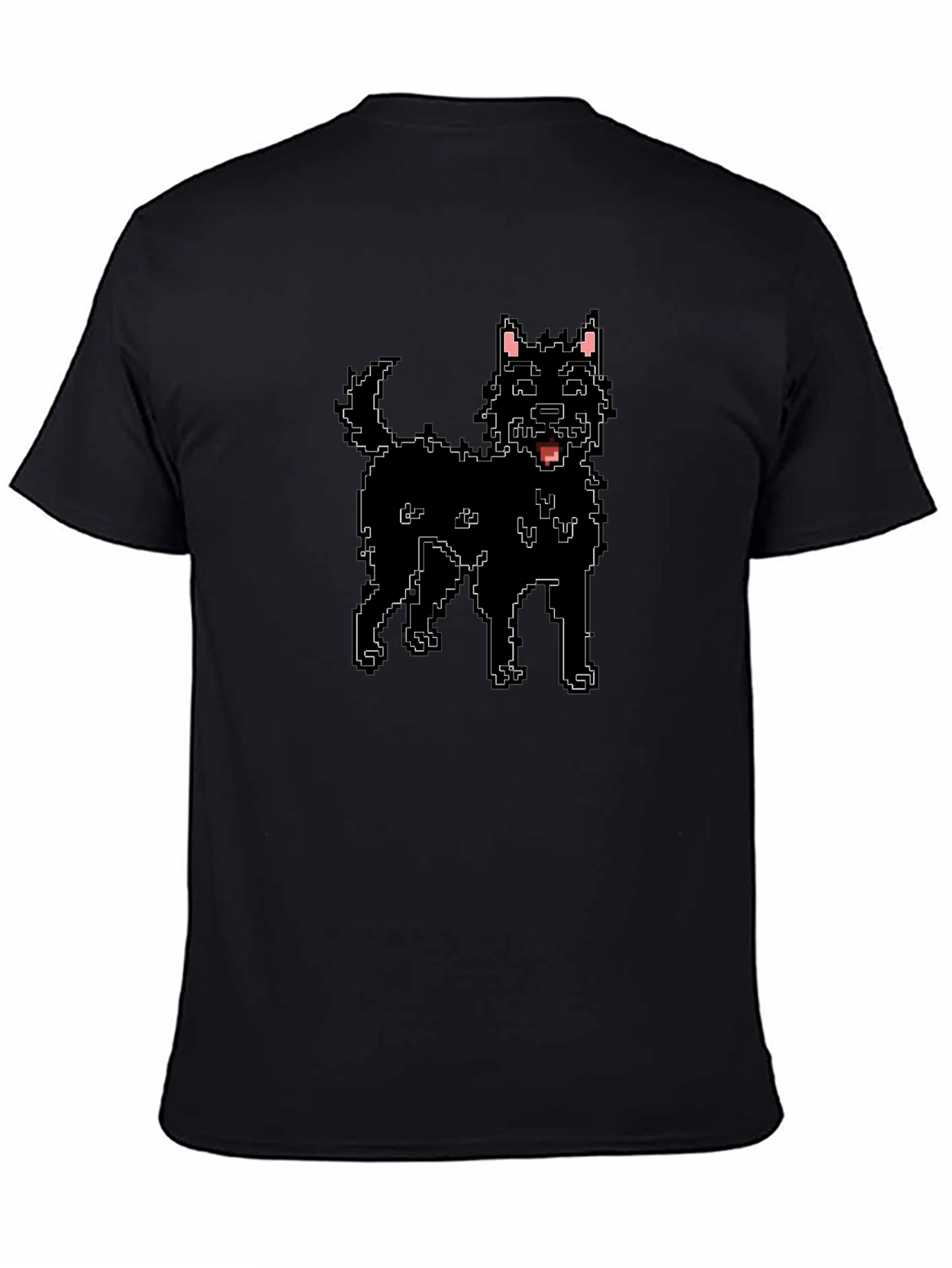 Pixel Dog Black T-Shirt - Retro Style