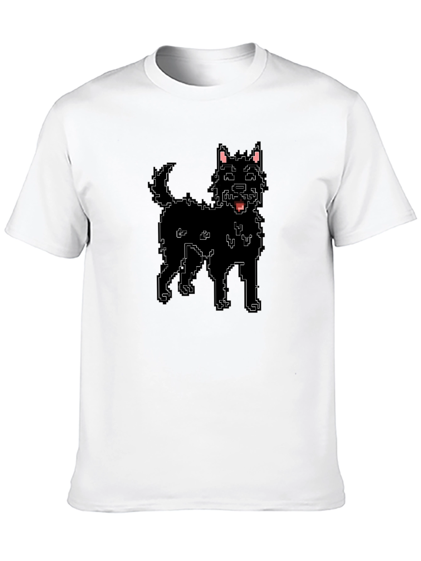 Pixel Dog Black T-Shirt - Retro Style