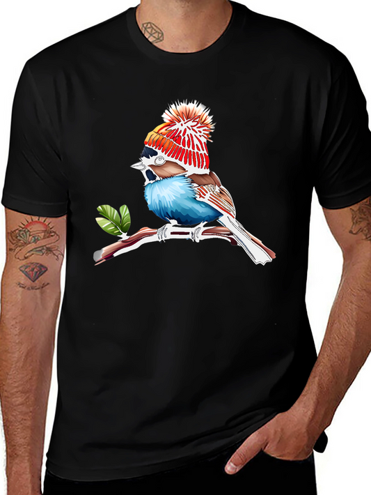 Whimsical Bird Graphic Tee - Unique Animal Print T-Shirt