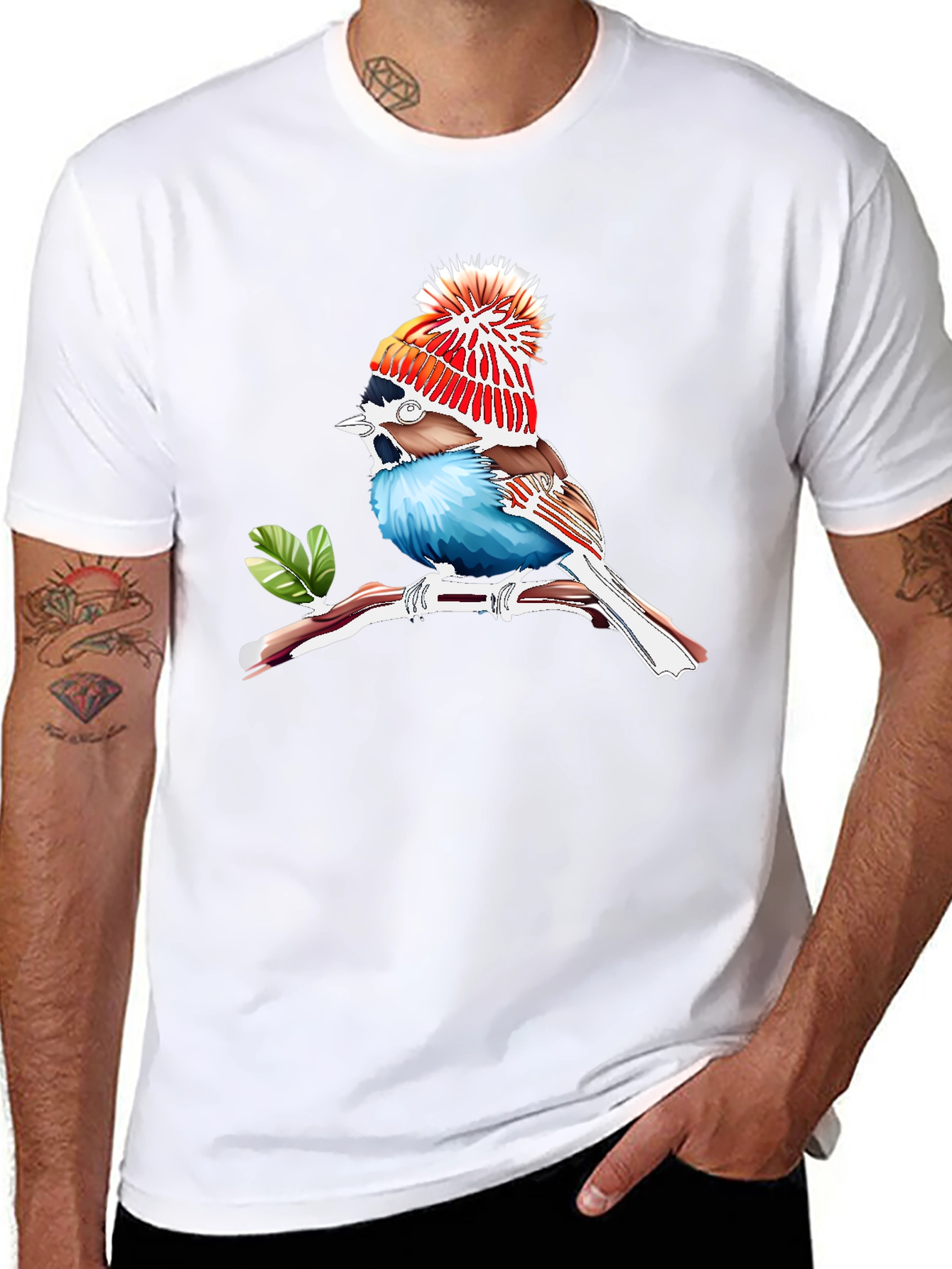 Whimsical Bird Graphic Tee - Unique Animal Print T-Shirt