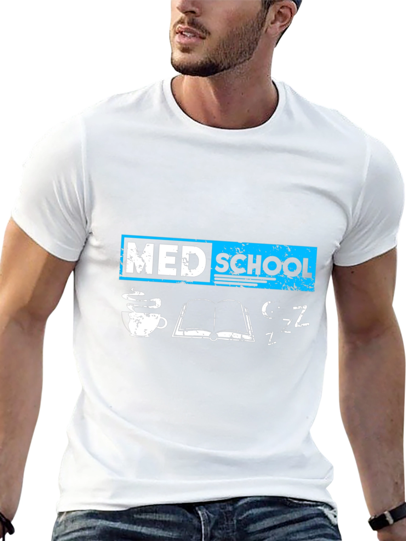 Med School T-Shirt - Study Coffee Sleep - Black