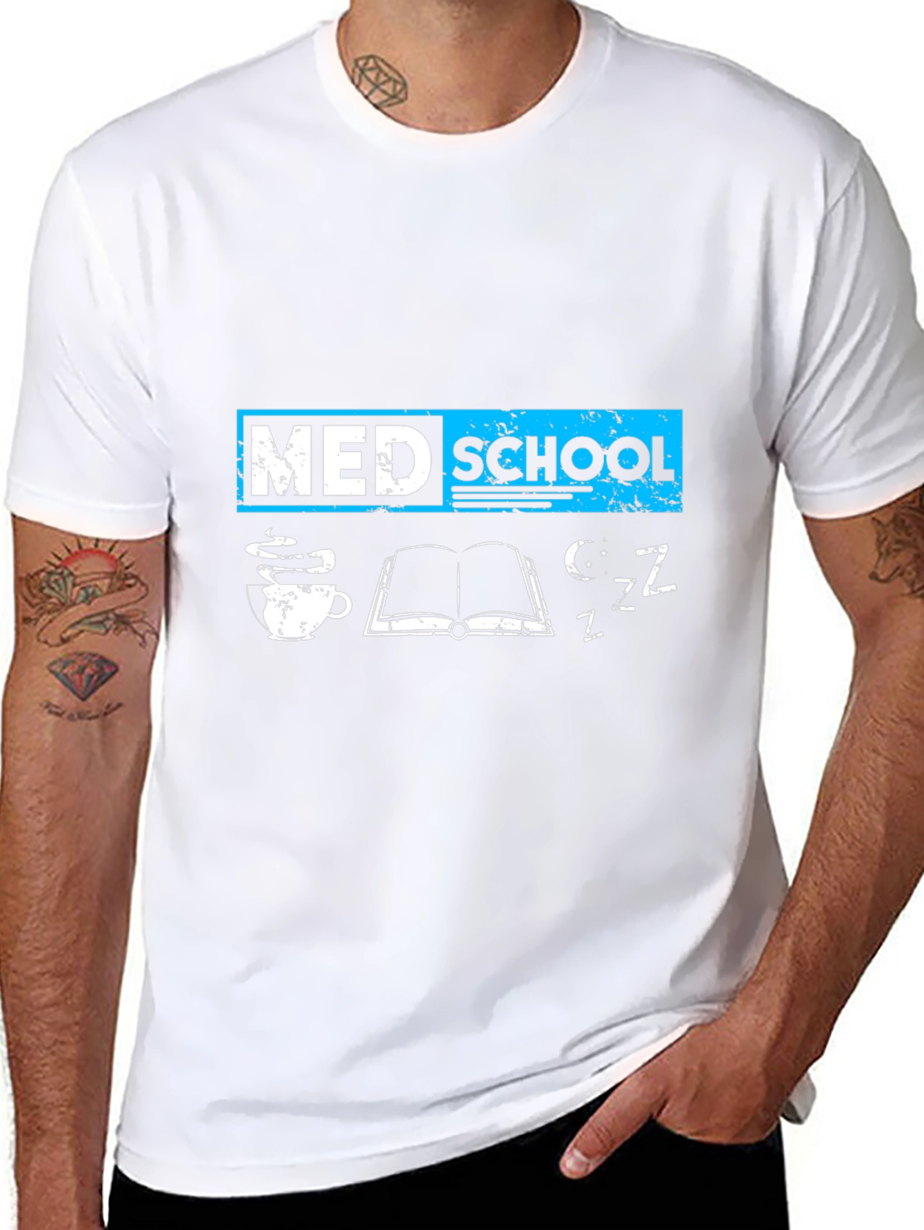 Med School T-Shirt - Study Coffee Sleep - Black