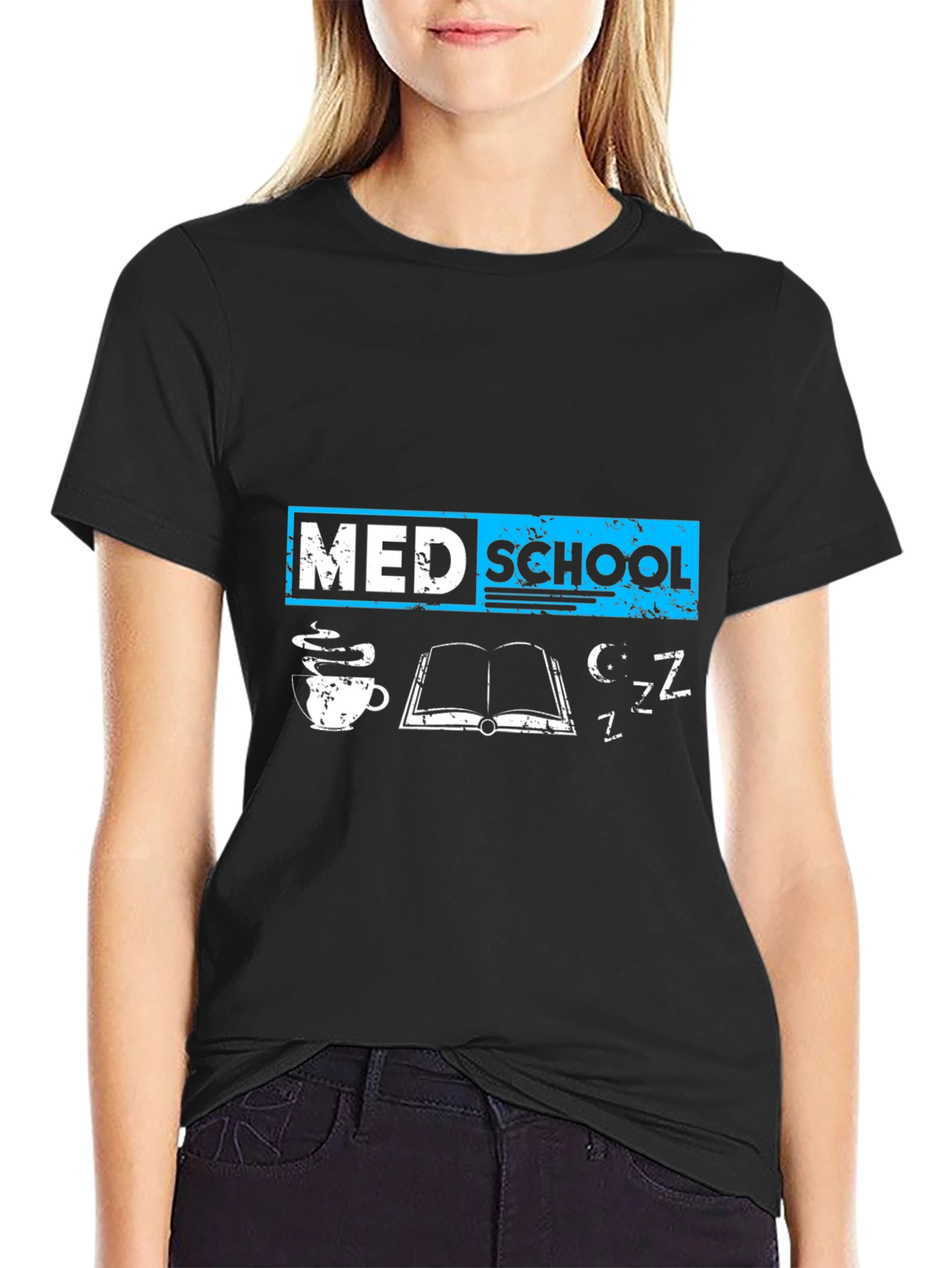 Med School T-Shirt - Study Coffee Sleep - Black