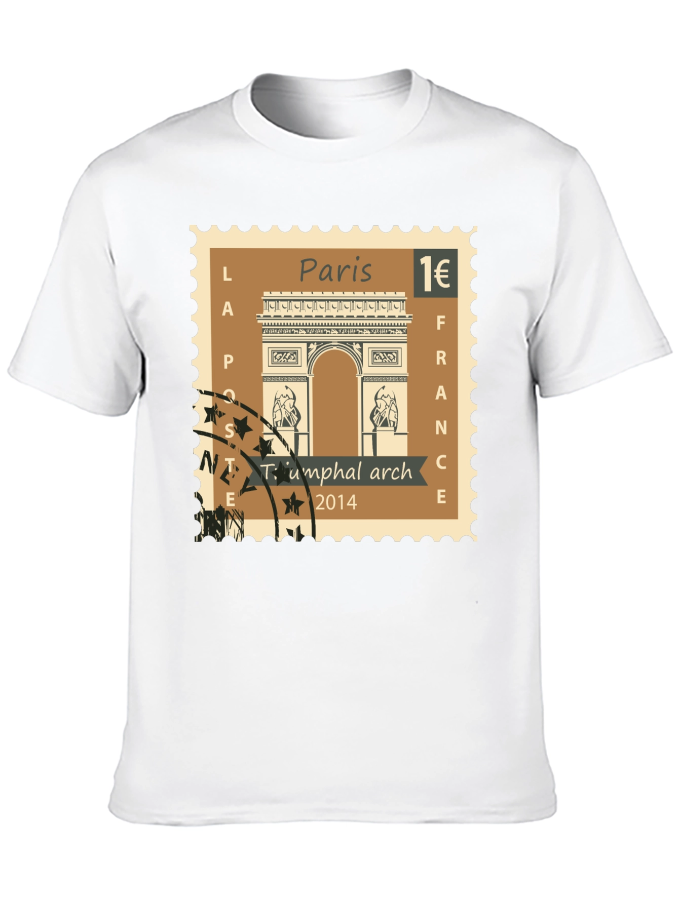Paris Arc de Triomphe Stamp T-Shirt - Black