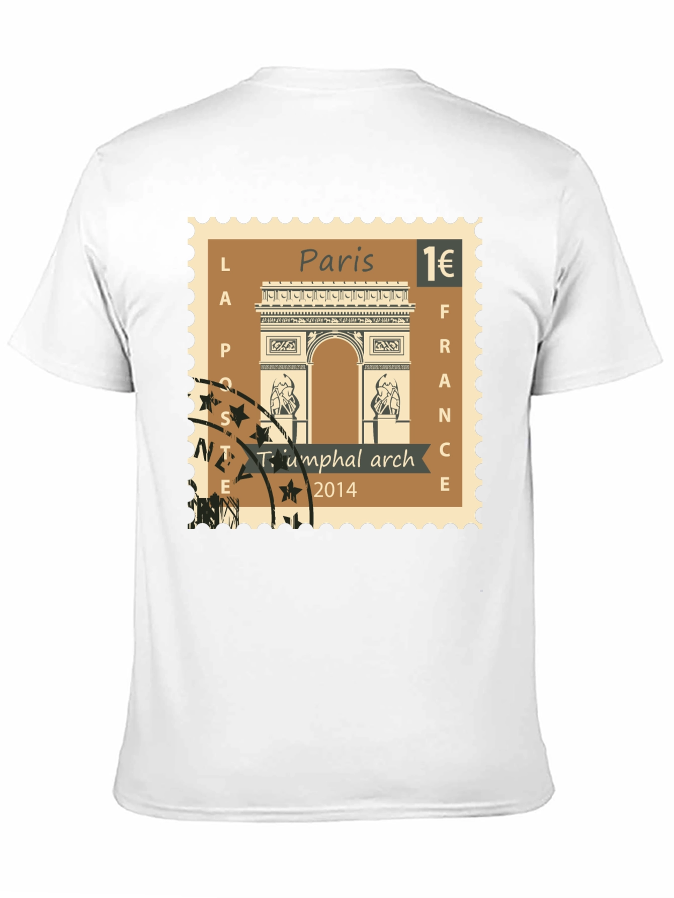 Paris Arc de Triomphe Stamp T-Shirt - Black