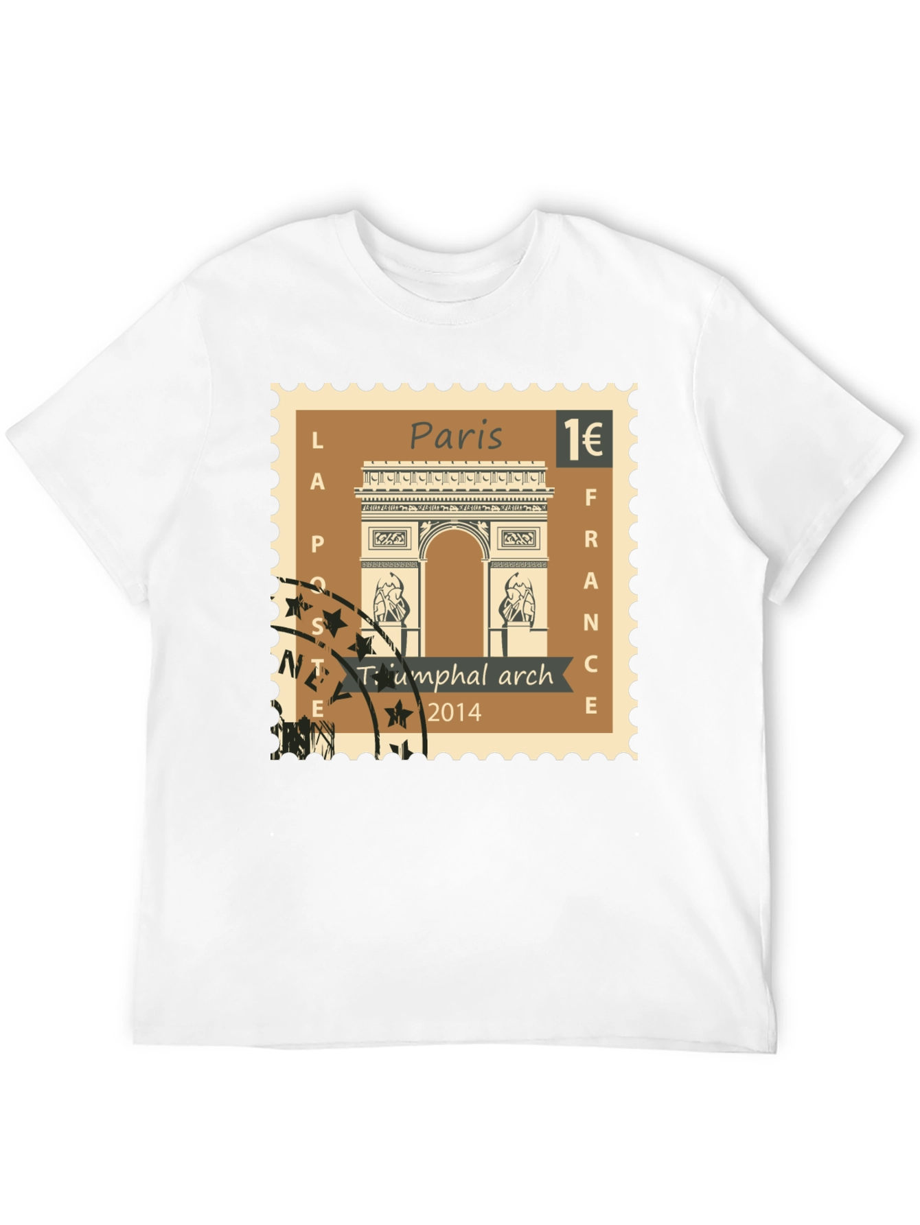 Paris Arc de Triomphe Stamp T-Shirt - Black