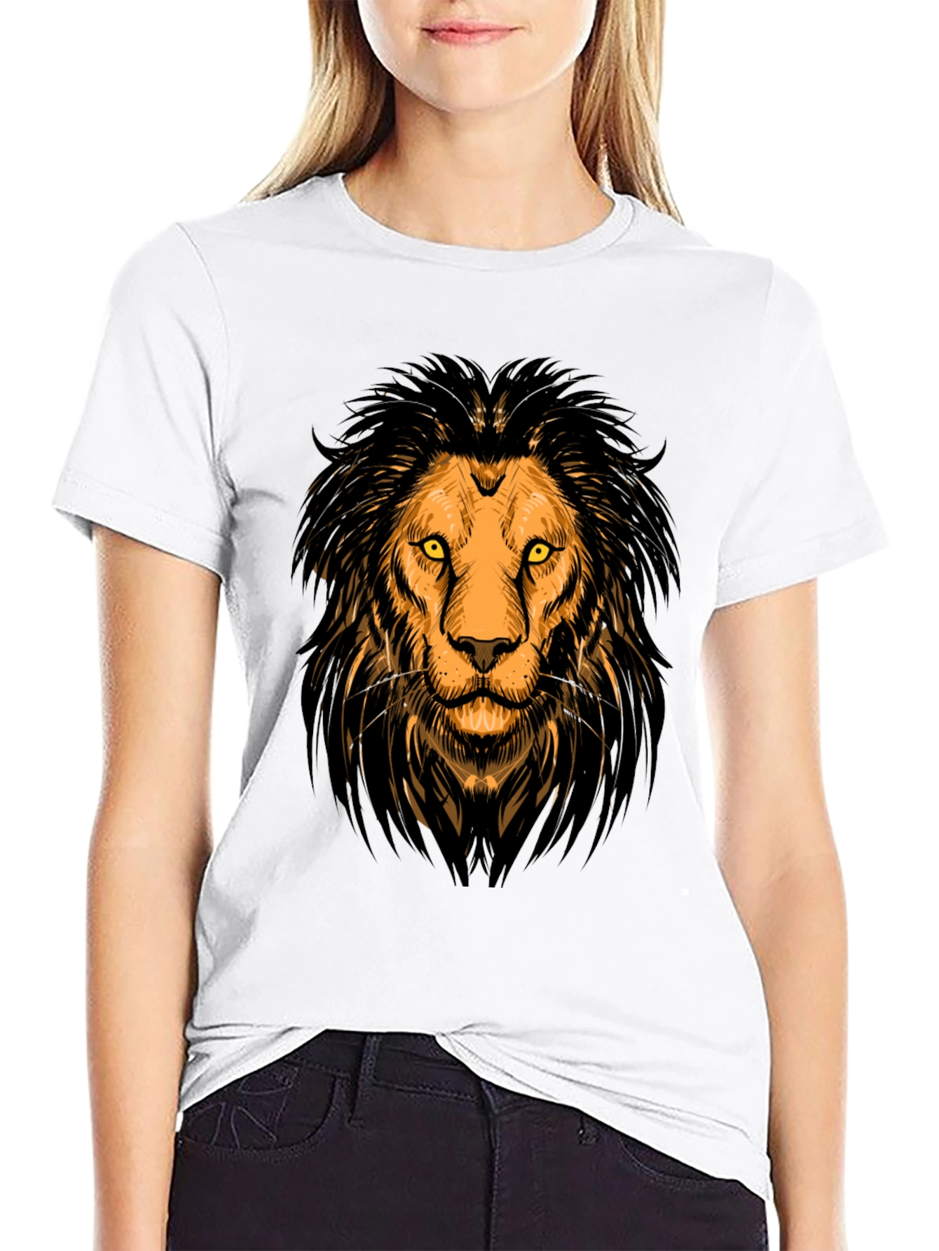 Lion Graphic Print Crew Neck Mens T-Shirt