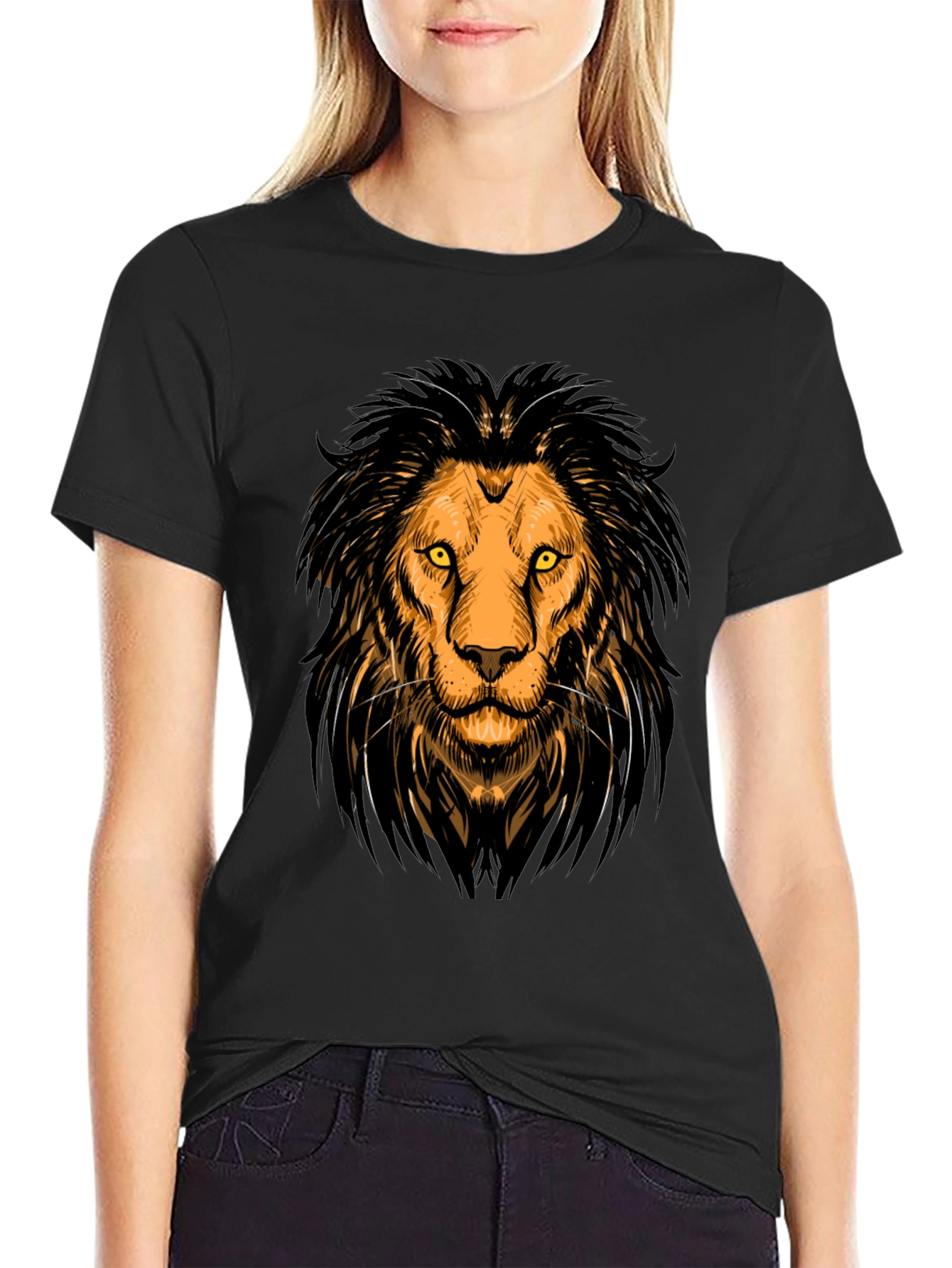 Lion Graphic Print Crew Neck Mens T-Shirt