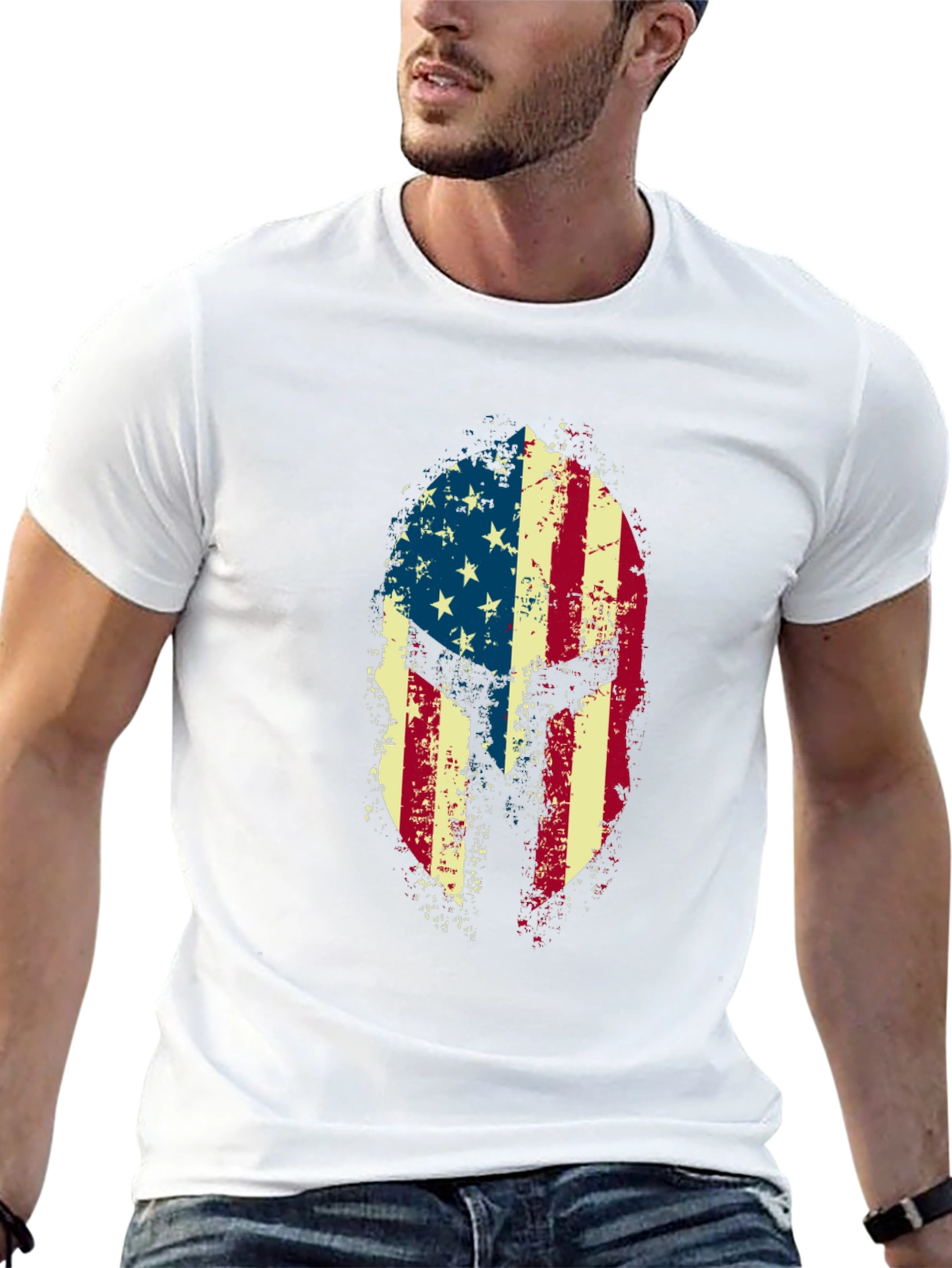 American Flag Spartan Helmet Graphic Tee