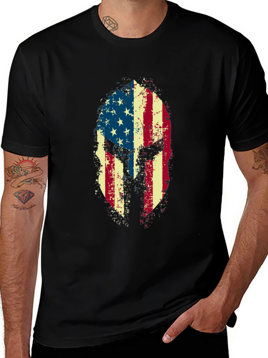 American Flag Spartan Helmet Graphic Tee