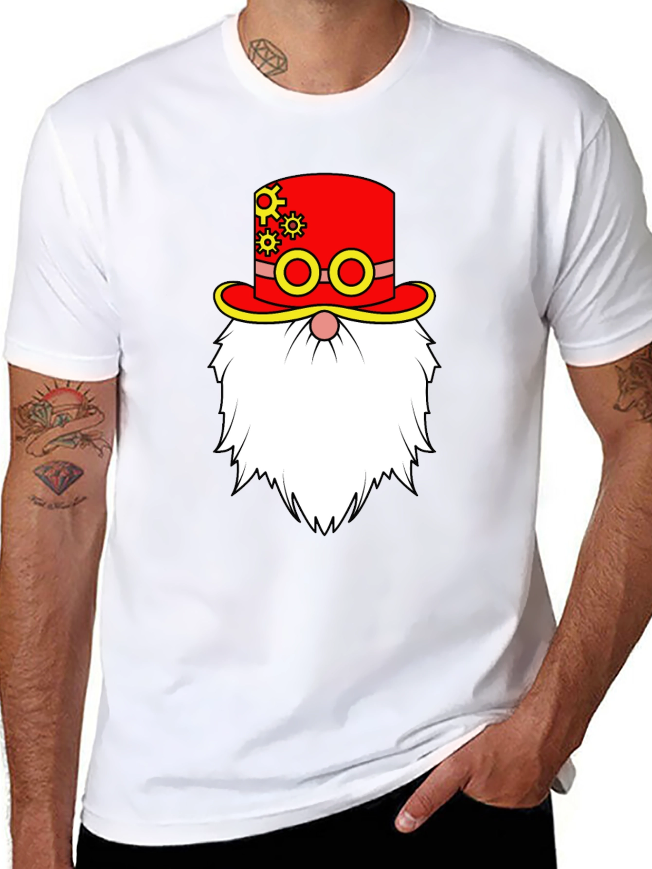 Steampunk Gnome Graphic Tee - Black Cotton T-Shirt