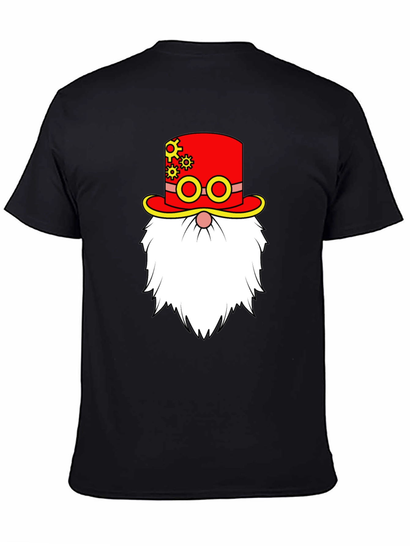 Steampunk Gnome Graphic Tee - Black Cotton T-Shirt