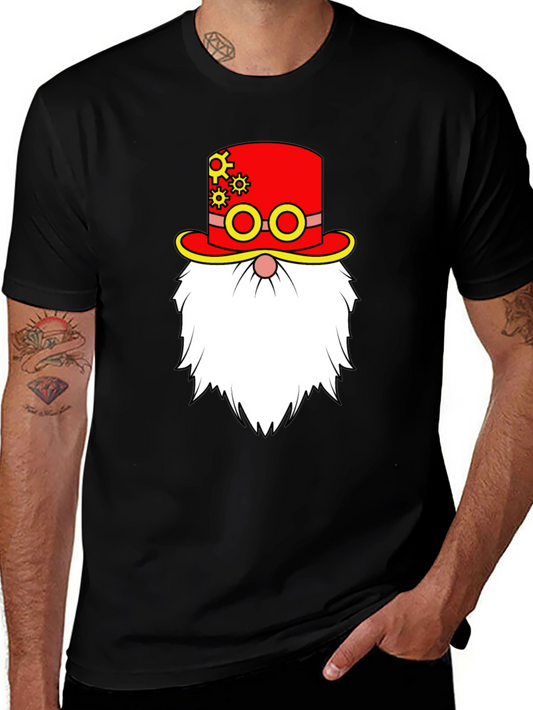 Steampunk Gnome Graphic Tee - Black Cotton T-Shirt