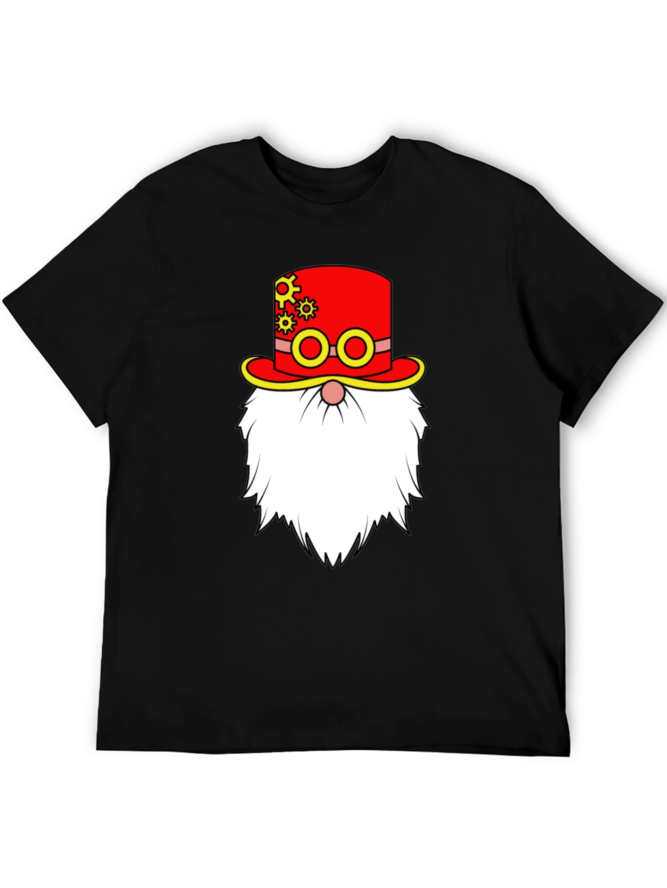 Steampunk Gnome Graphic Tee - Black Cotton T-Shirt