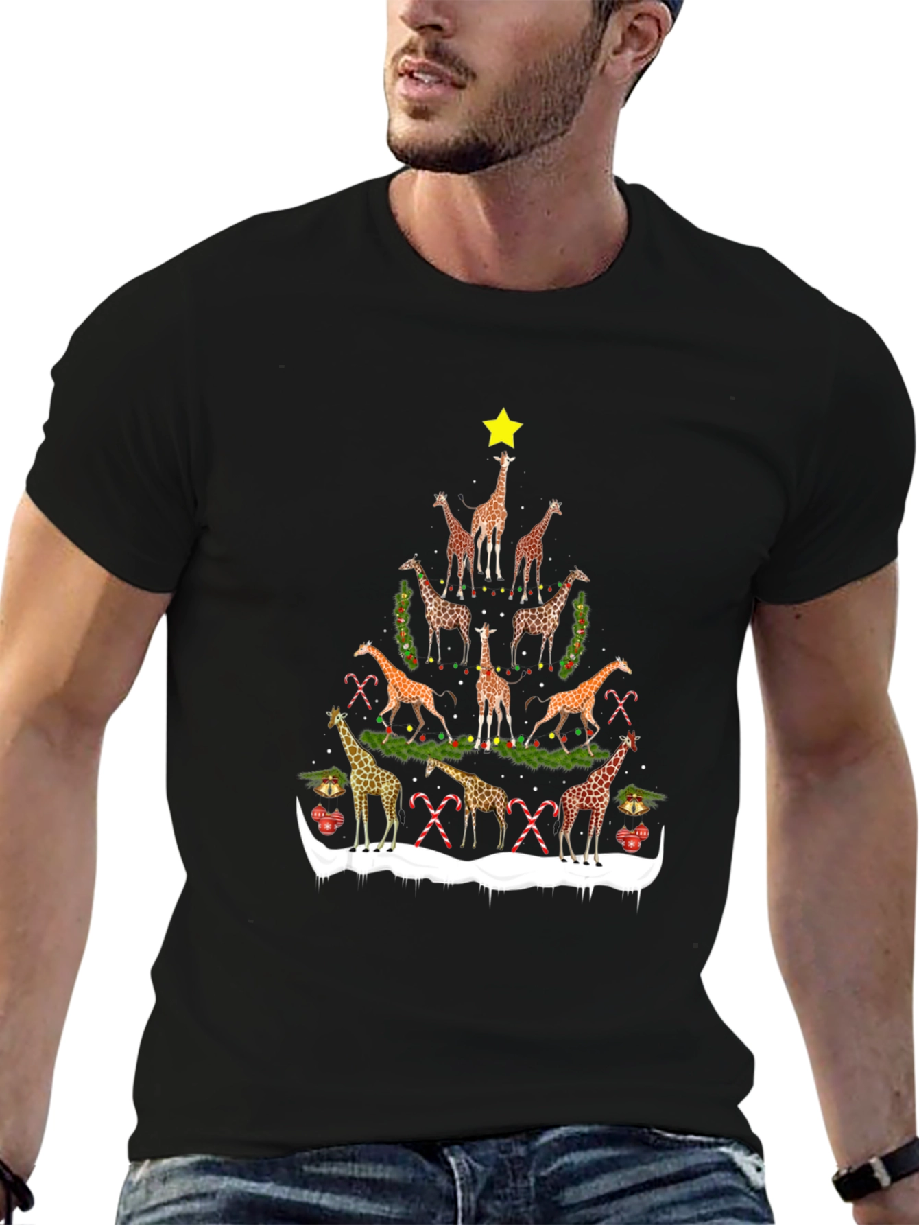 Giraffe Christmas Tree T-Shirt