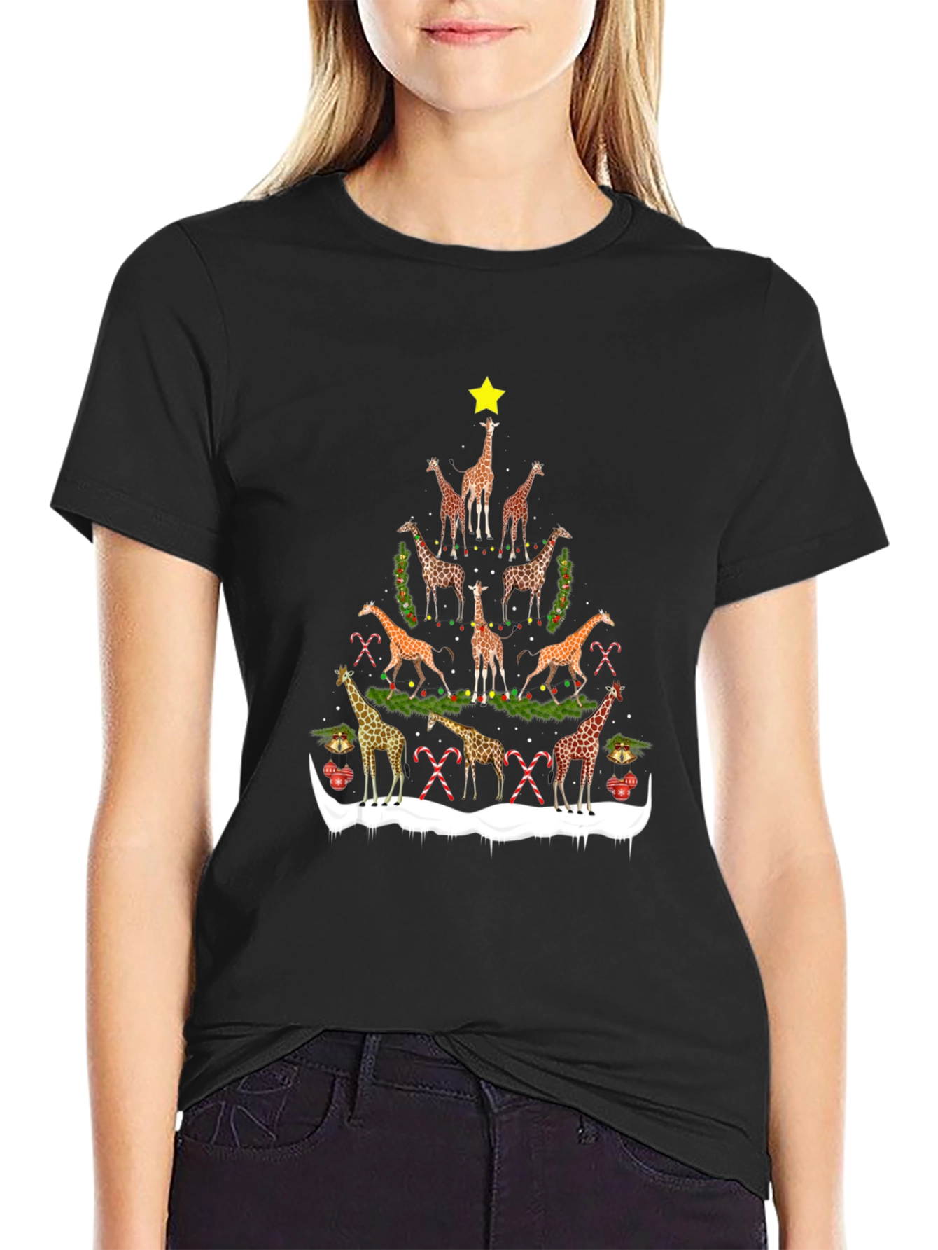 Giraffe Christmas Tree T-Shirt