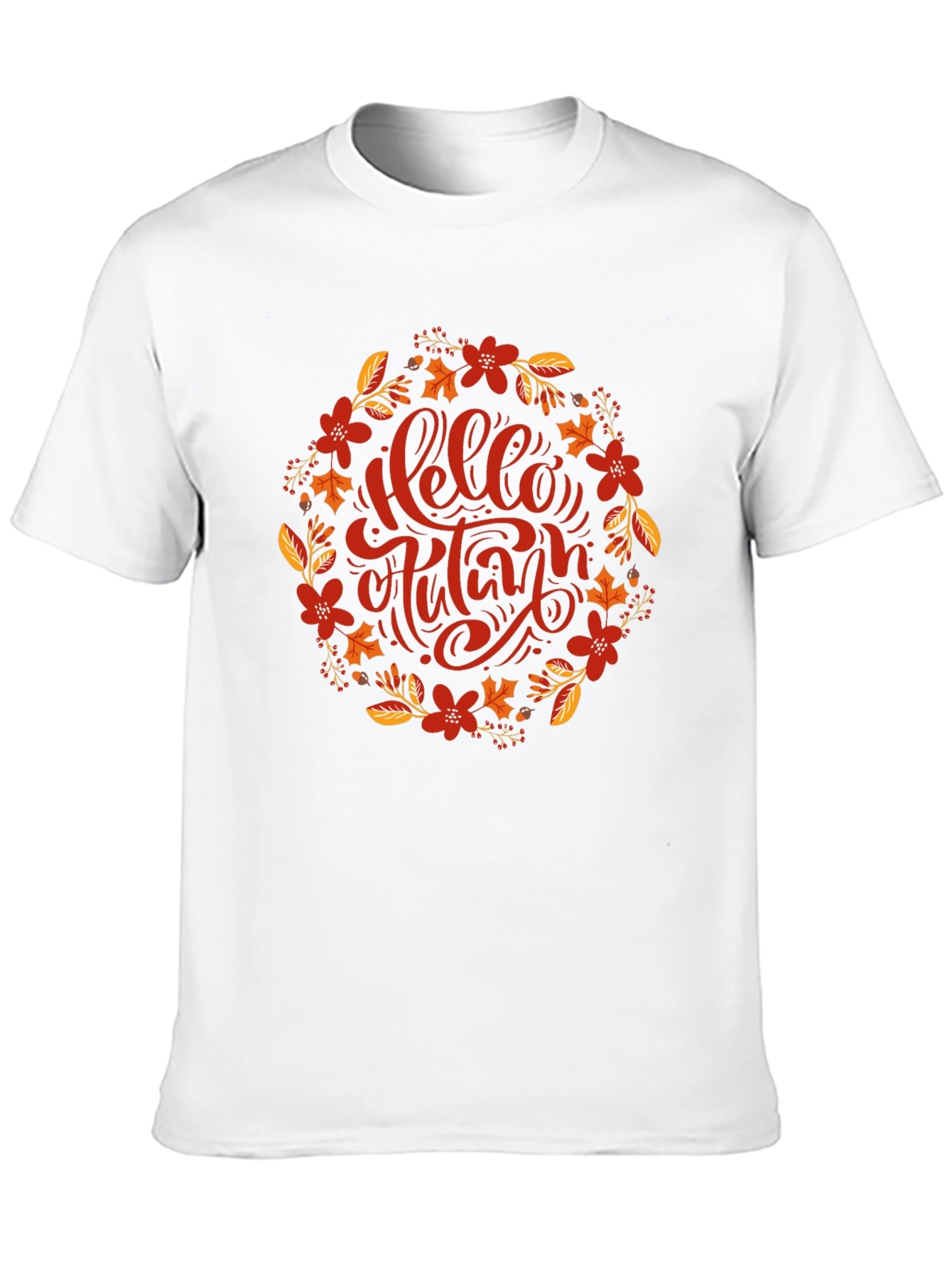 Hello Autumn Floral Wreath Graphic T-Shirt