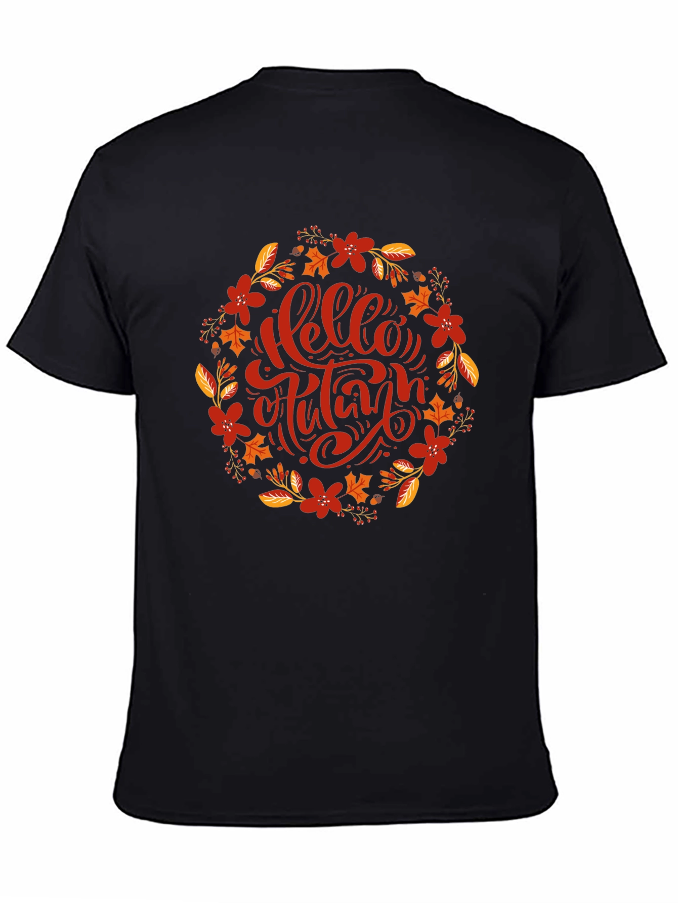 Hello Autumn Floral Wreath Graphic T-Shirt