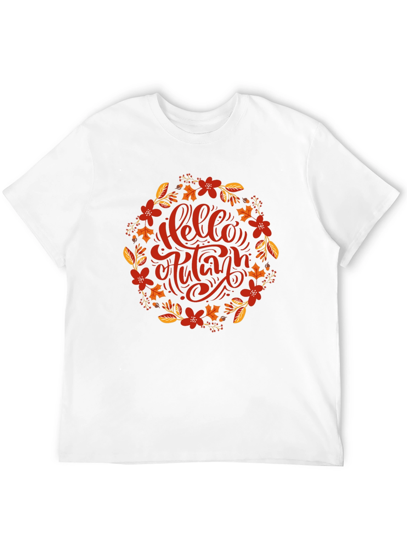 Hello Autumn Floral Wreath Graphic T-Shirt