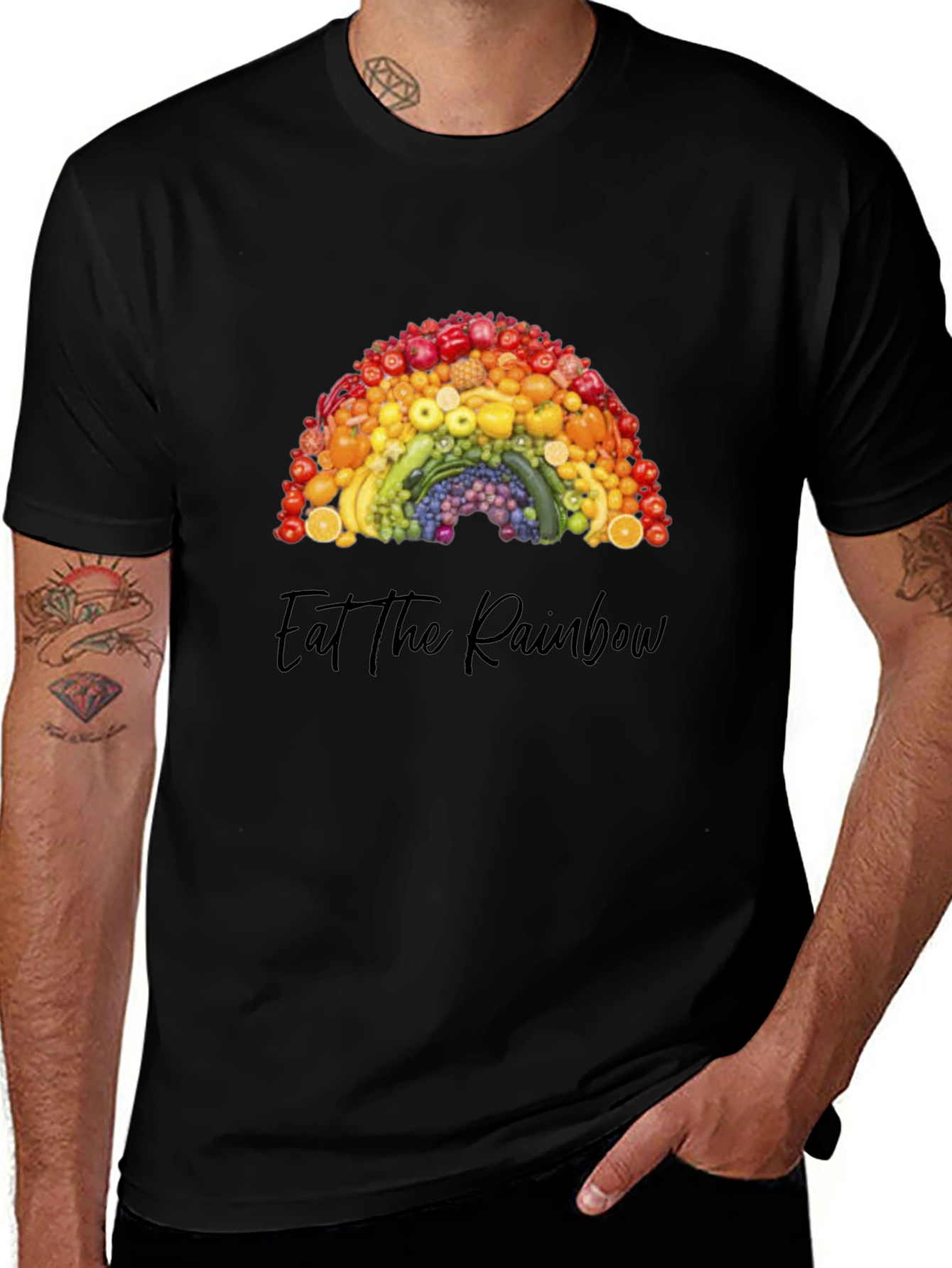 Eat the Rainbow Graphic Tee - Healthy Food Shirt