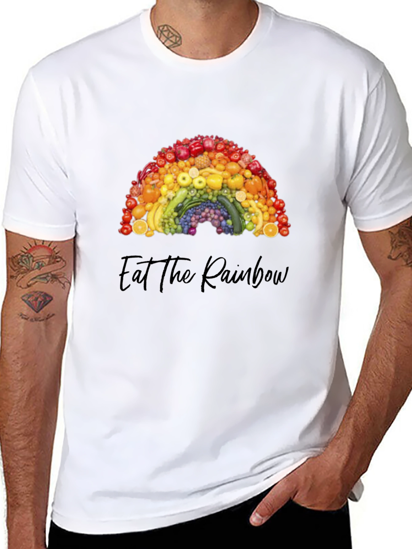 Eat the Rainbow Graphic Tee - Healthy Food Shirt