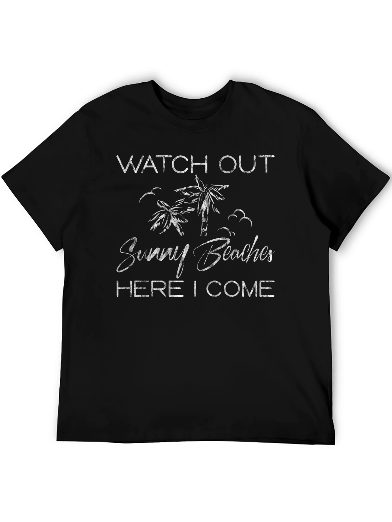 Sunny Beaches Here I Come Black T-Shirt