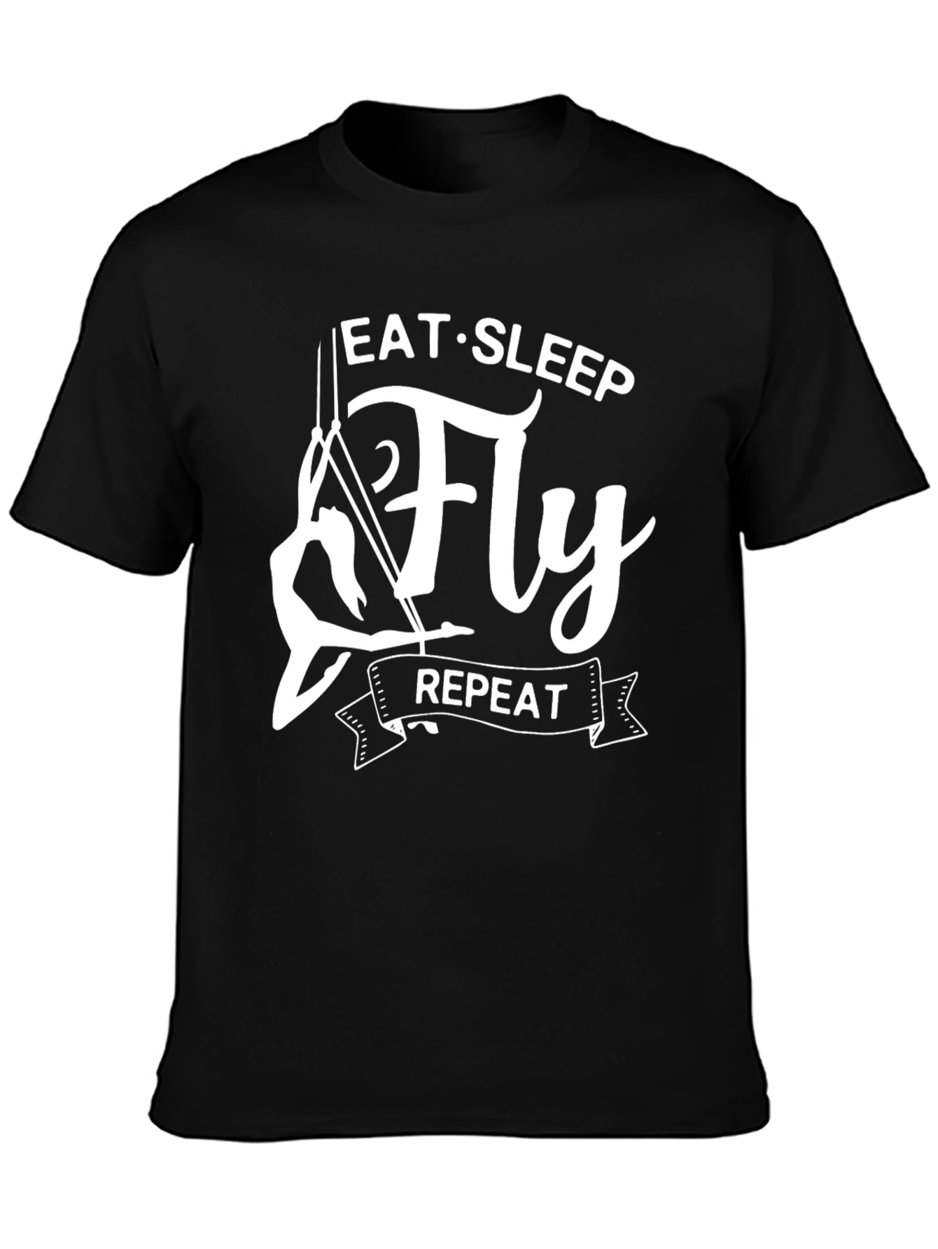 Eat Sleep Fly Repeat Black T-Shirt