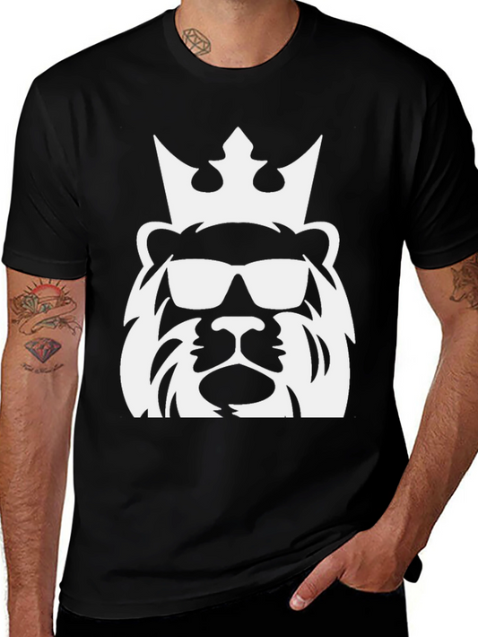 Cool Lion King Graphic Tee - Black