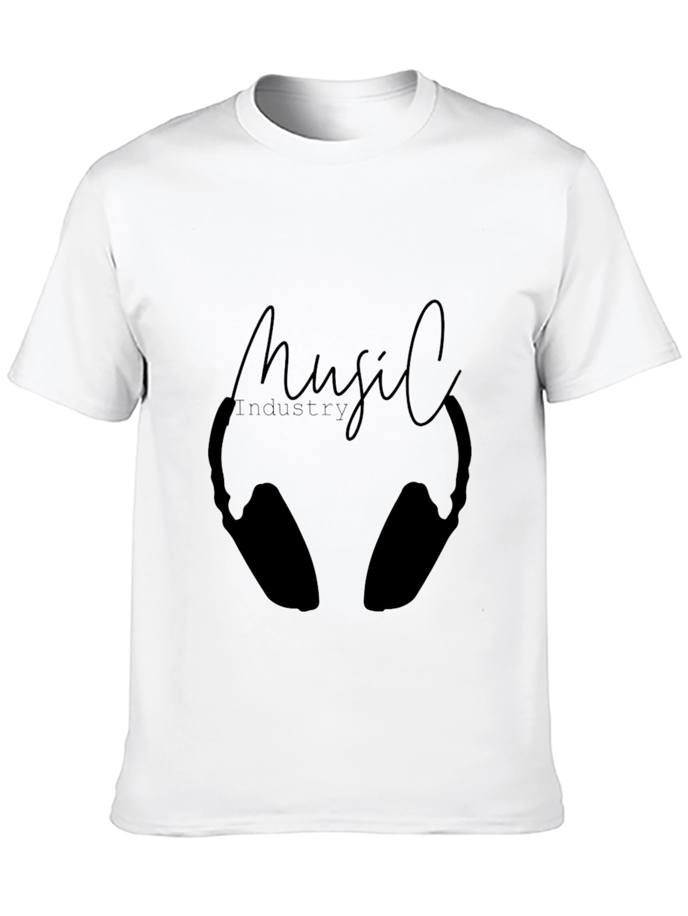 Music Industry Black T-Shirt with Headphone Graphic