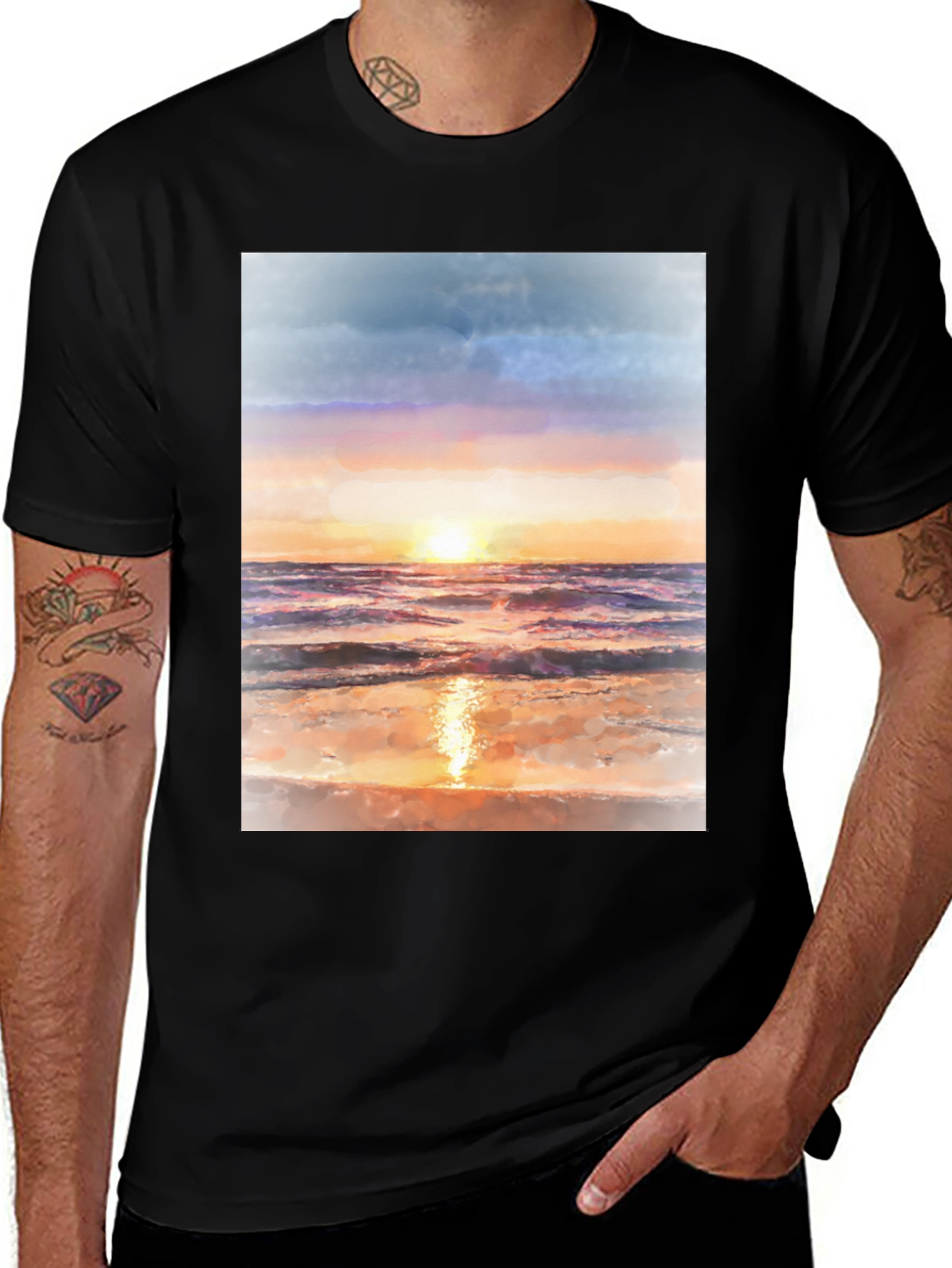 Sunset Beach Graphic Tee - Black