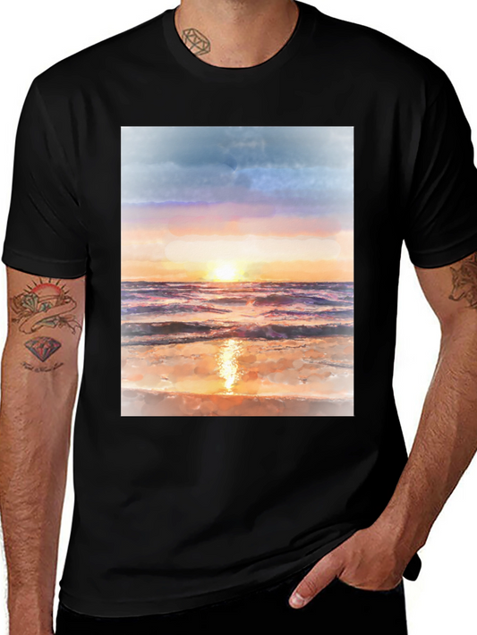 Sunset Beach Graphic Tee - Black