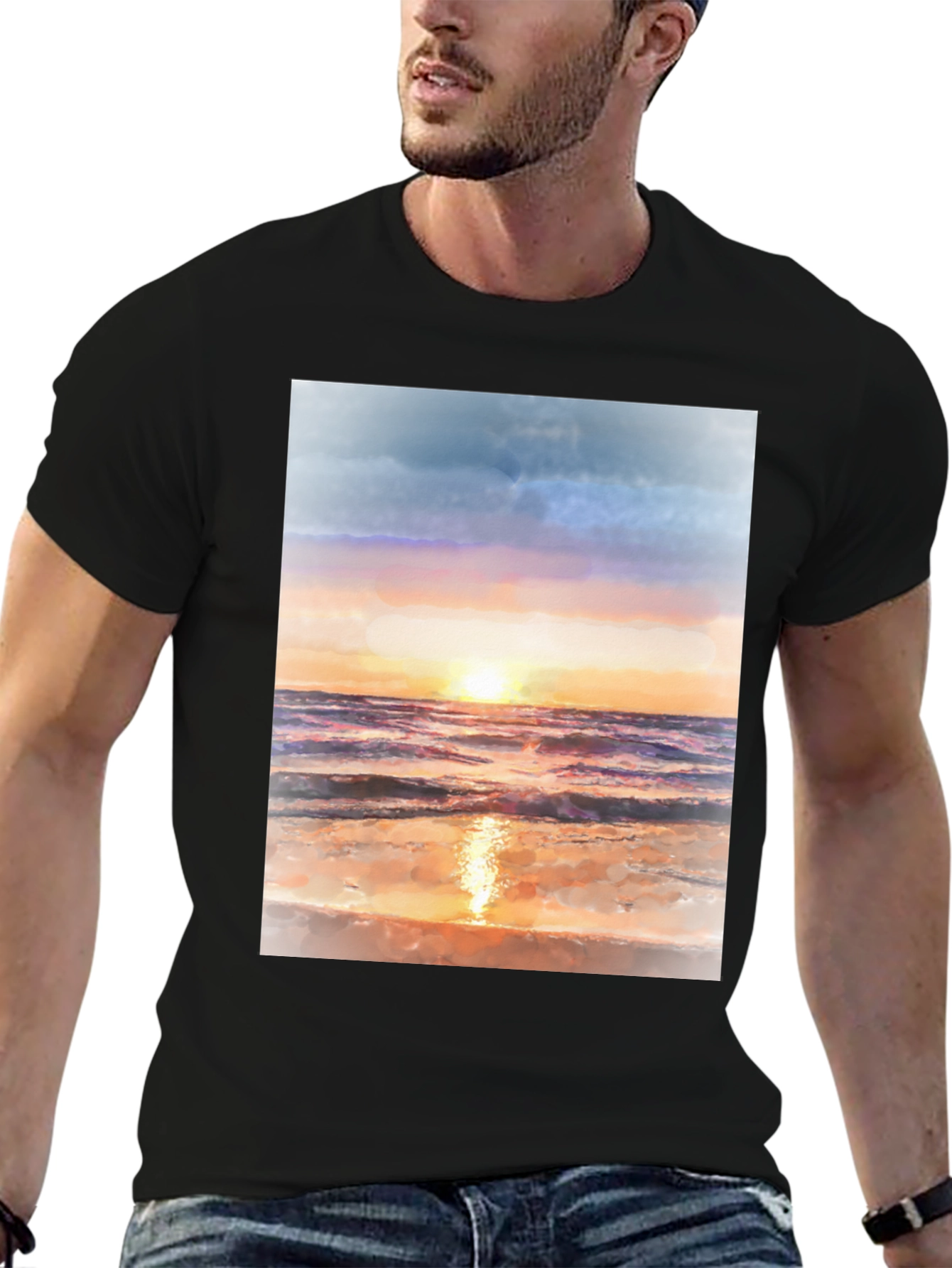 Sunset Beach Graphic Tee - Black