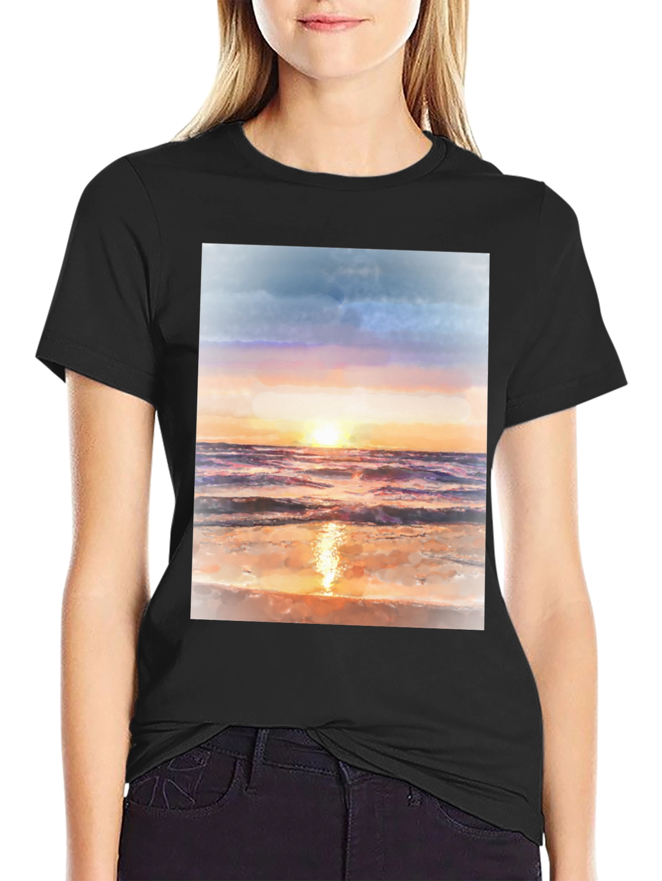 Sunset Beach Graphic Tee - Black