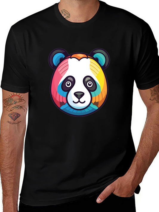 Colorful Panda Graphic Black T-Shirt