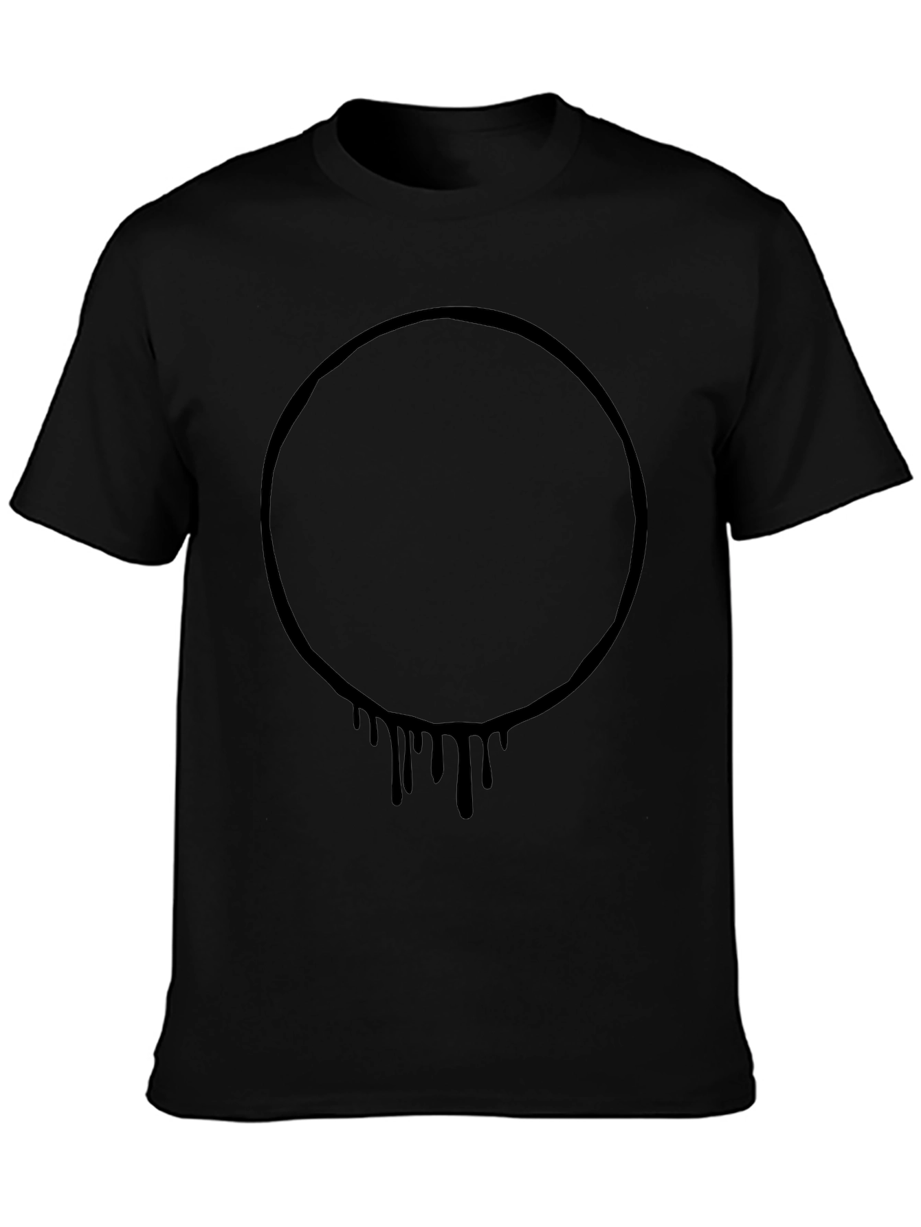 Mens Black Graphic Tee - Circle Drip Design