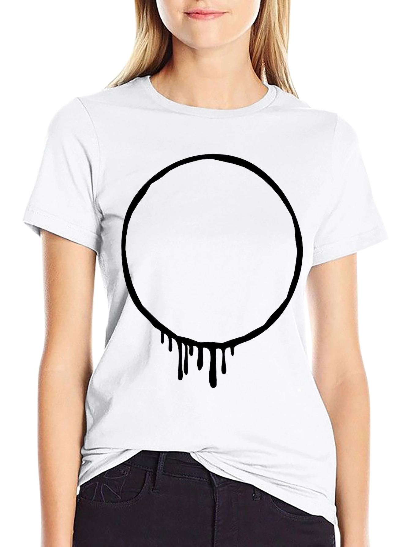 Mens Black Graphic Tee - Circle Drip Design