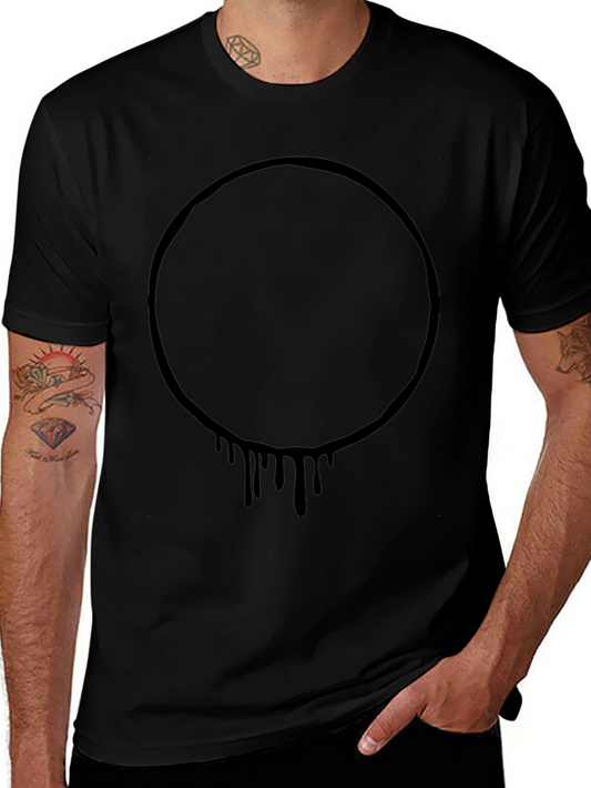 Mens Black Graphic Tee - Circle Drip Design